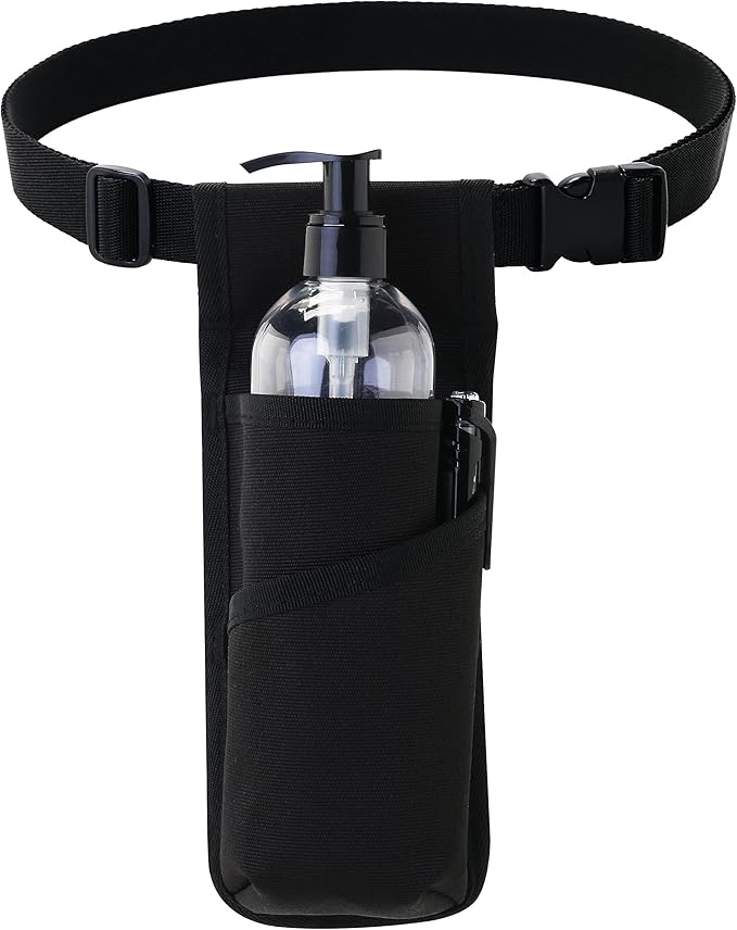 Professional Massage Therapist Holster with Adjustable Belt, Massage Bottle Bag, Massage Lotion Holster,Black(XJ-1KD)