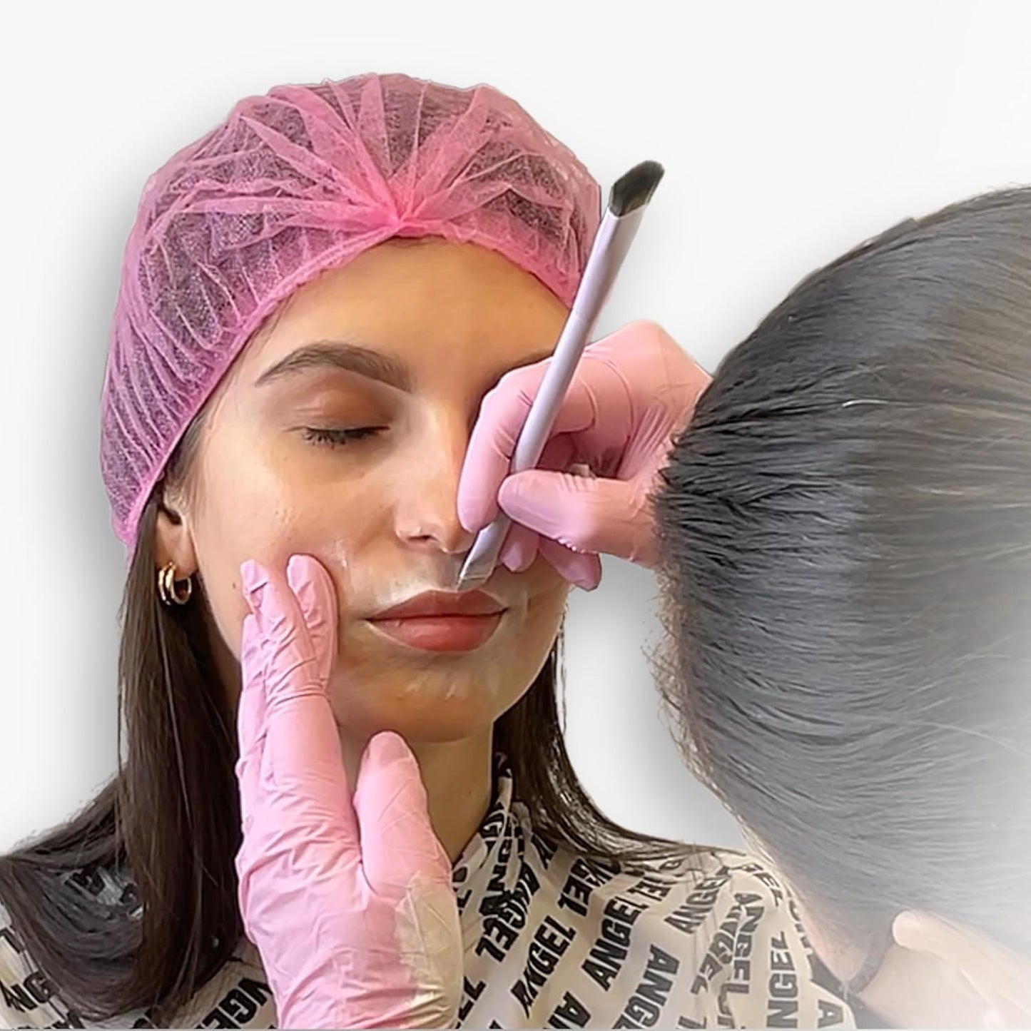 Ink Permanent Eyebrow Mapping Kit with Setting Powder, Eyebrow Brush and Brow Paste, Brow Mapping Tool, White Paste for Outlining & Fixation Powder, Professional Shaping Tool