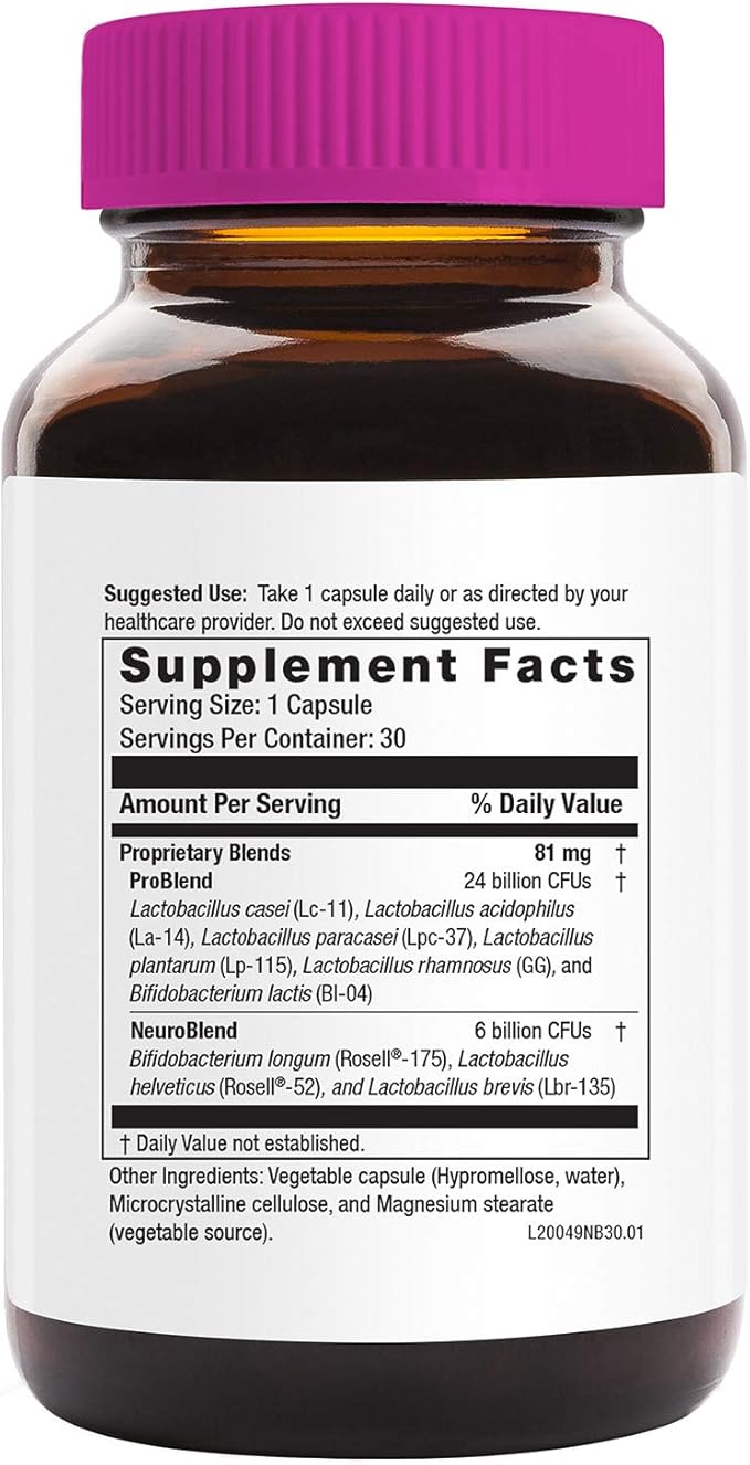 NeuroScience Mood Probiotic for Women & Men - NeuroBiota Mood Support Supplement with Probiotics for Digestive Health, Immune Support & Healthy GABA Activity - Nourish the Gut-Brain Axis (30 Capsules)