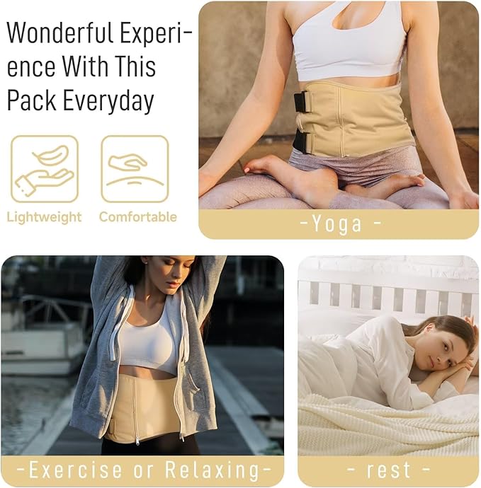 Langsprit Castor Oil Pack Wrap,Organic Cotton Castor Oil Packs for Liver Detox,Reusable Castor Oil Pads Pack Compress for Stomach,Castor Oil Packs kit L