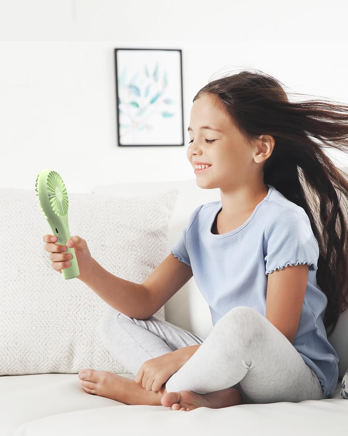 TriPole Mini Handheld Fan Personal Portable Fan, Battery Operated Rechargeable Fans Speed Adjustable Powerful Small Eyelash Fans for Stylish Kids Girls Women Indoor Outdoor Travelling, Green