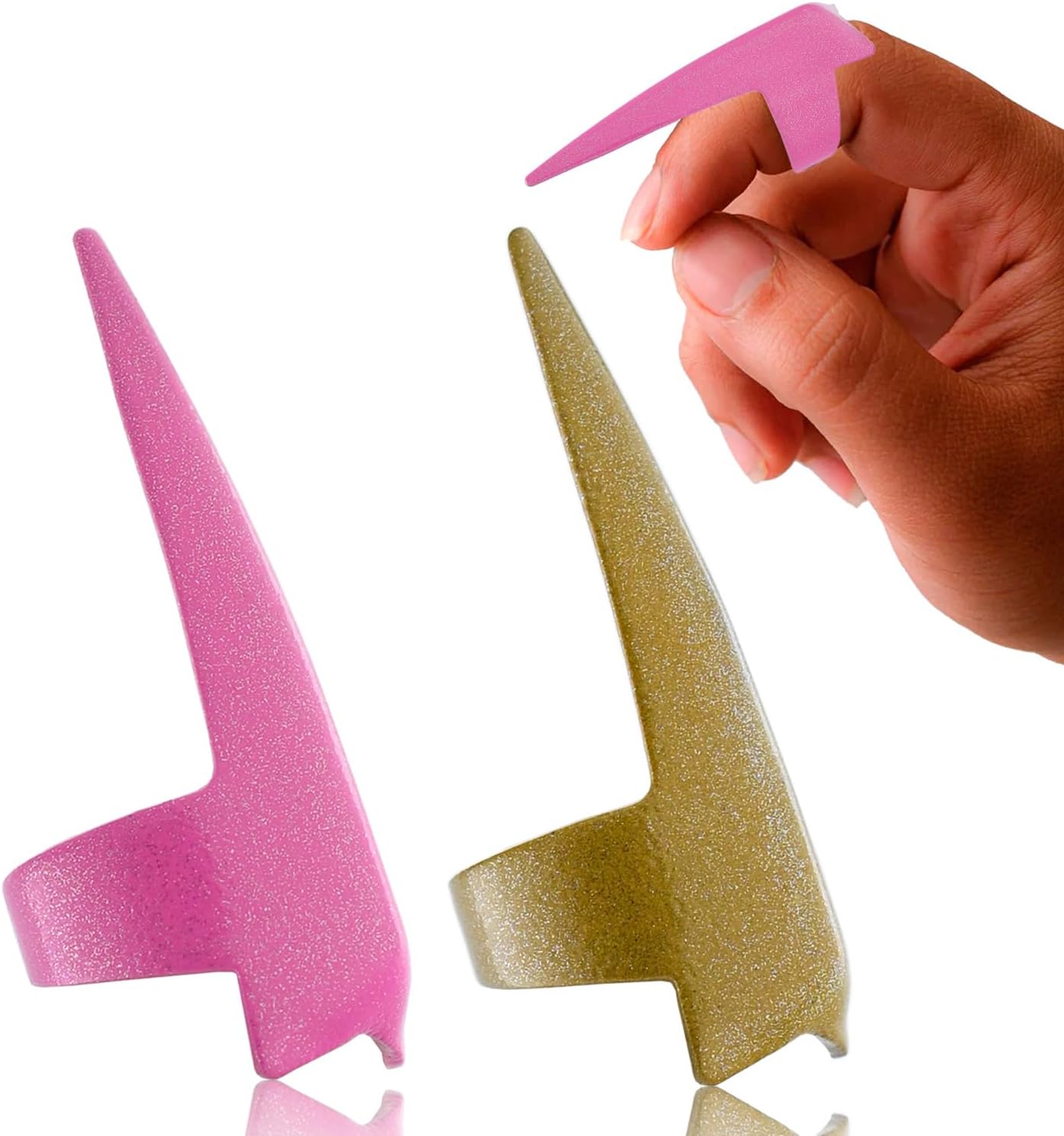 Quick 2PC Hair Braids Parting & Sectioning Rings set- Stainless Steel Stitch Braid Tool Finger for Durable Dreadlocks Wig & Installation of Human Hair Extensions Braiding Tools (Pink, Gold)