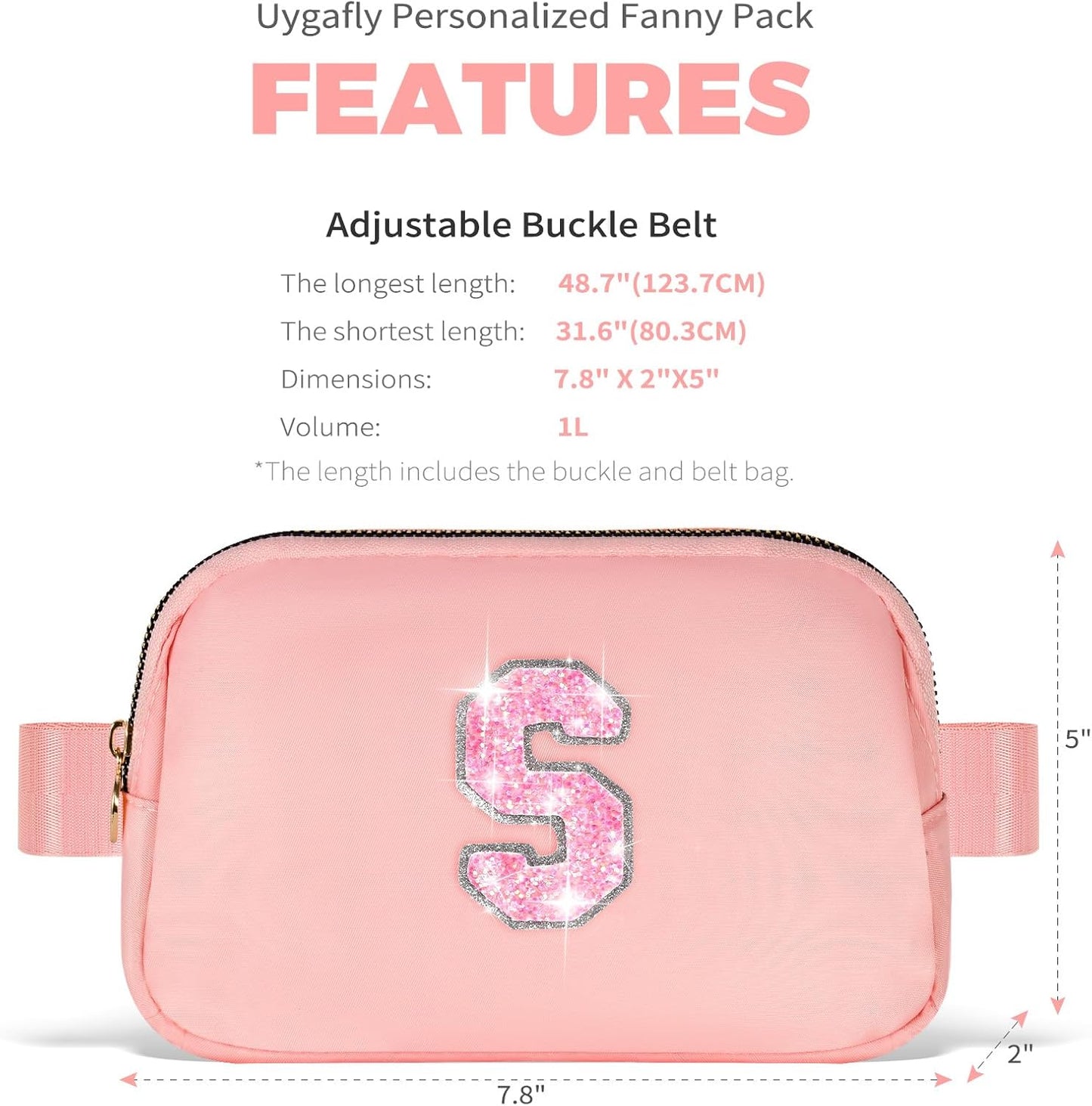 Gifts for Girls Teens Kids - Birthday Gifts for Daughter Sister Her,Teen Girl Essentials,Travel Essentials,Cute Teen Trendy Stuff Waist Packs Belt Bag Crossbody Bag | Peach,Initial S