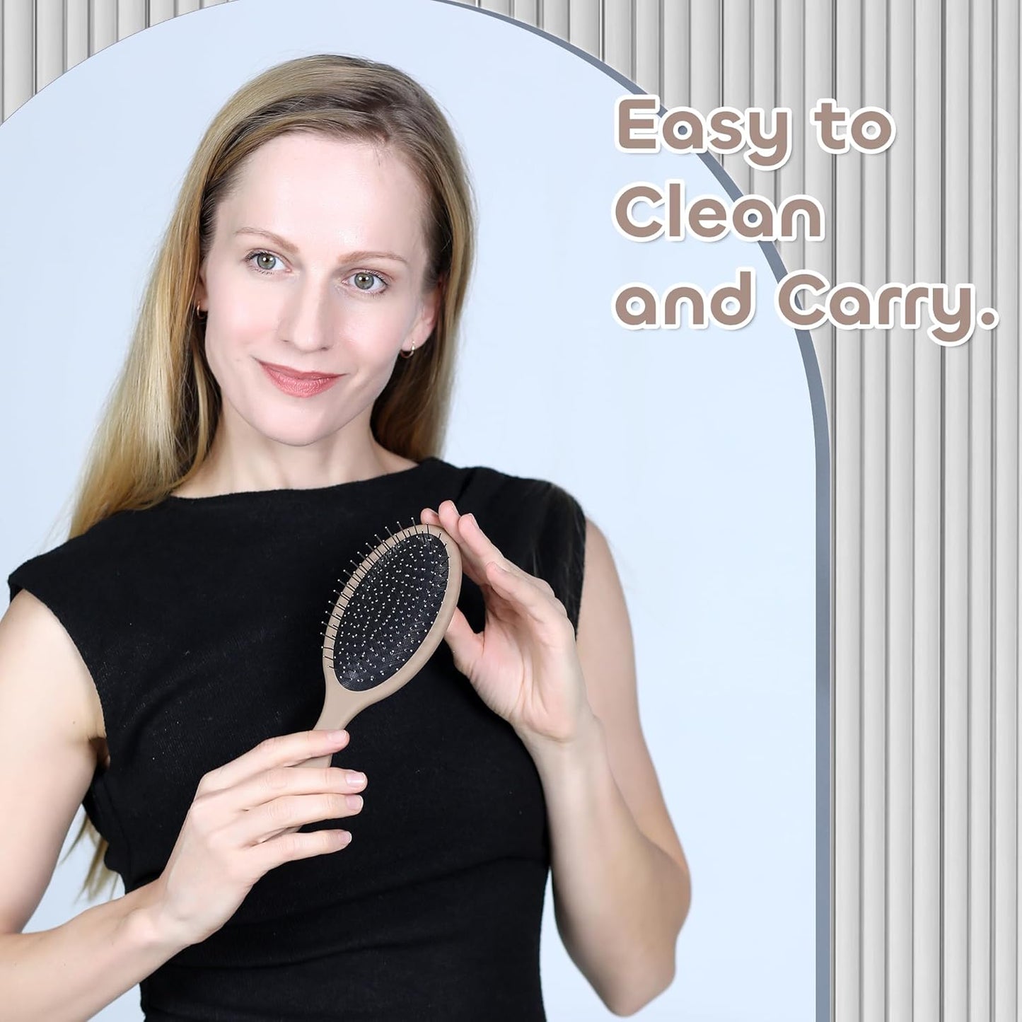 WeiLa Anti-Static Hair Brush Oval, Stainless-Steel Bristles Detangler for Wigs & Hair, ABS Handle (Lemon, Regular)