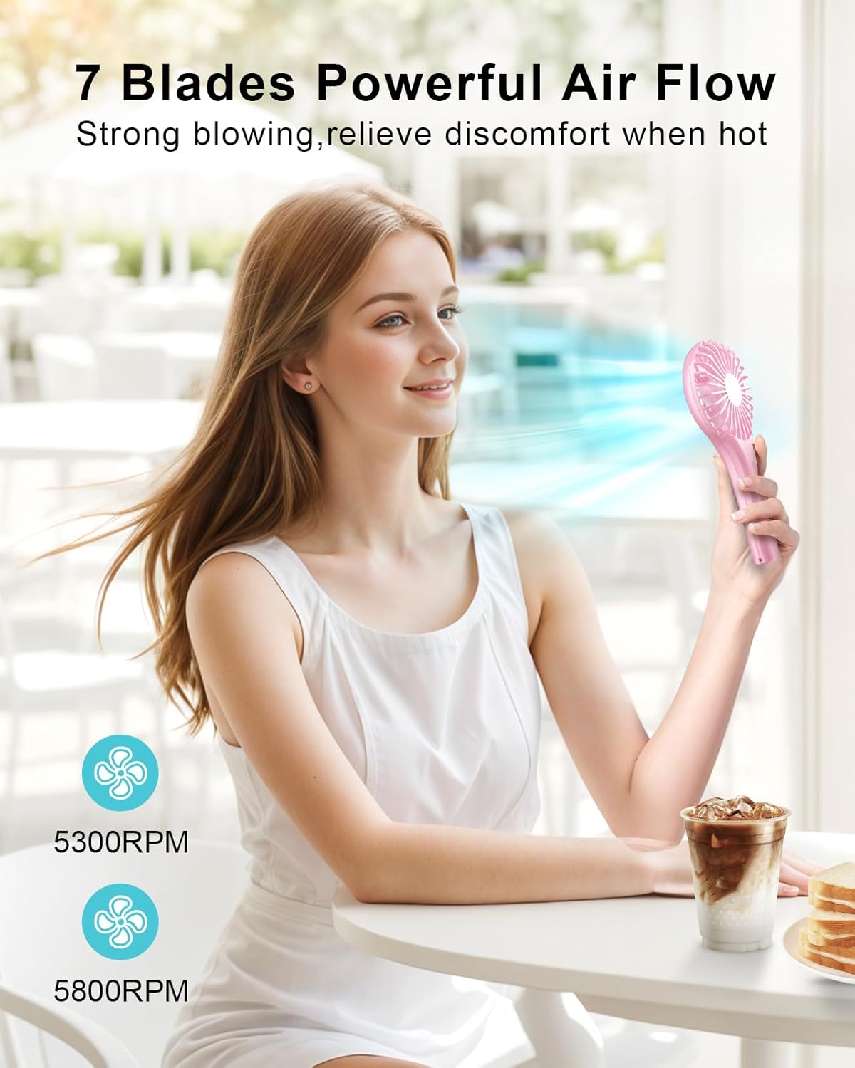 TriPole Handheld Mini Fan Battery Operated Small Personal Portable Fan Speed Adjustable USB Rechargeable Fans for Kids Girls Women Men Home Office Indoor Outdoor Travelling, Pink