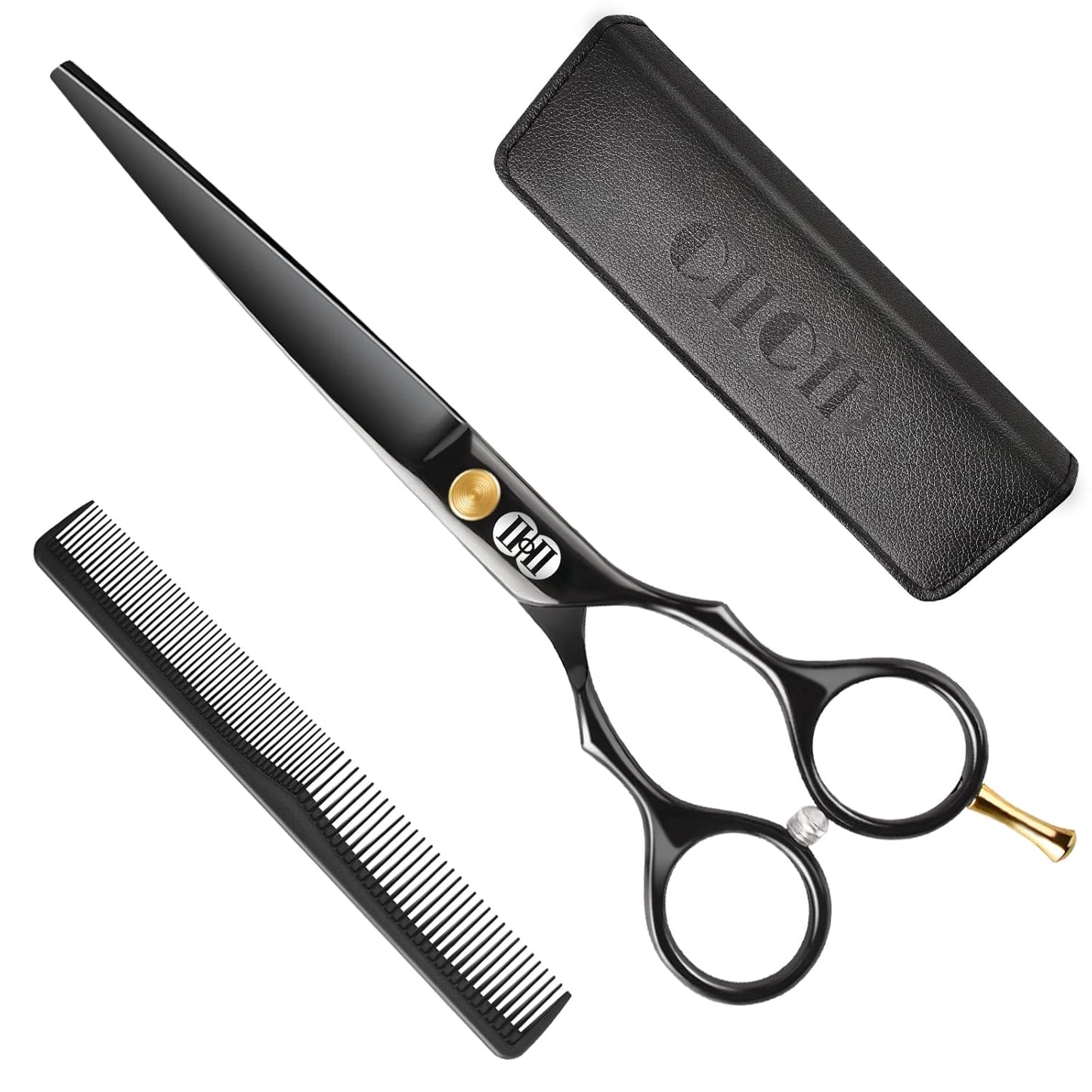 CIICII Hair Cutting Scissors, 6.5 Inch Professional Hair Scissors Set (Hair Cutting Shears Beard Trimming Haircutting Haircut Kit) Right Left Handed Barber Shears for Home Salon DIY Hairdressing