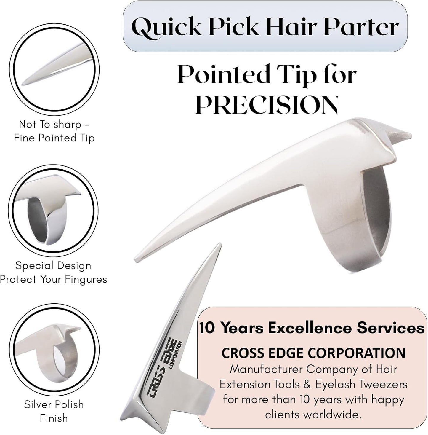 Silver Professional Hair Extension Tools Kit - Complete Set with Microbeads Crimping Plier, Micro Ring & Tape-in Remover Plier, Hair Parting Tool, Bead Loop & Needle Pulling Hook