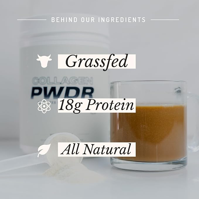 PWDRS Collagen | Promotes Hair, Skin, Nail, Joint, Bone and Ligament Health | Grass Fed & Pasture Raised | All Natural, Zero Sugar (Unflavored)