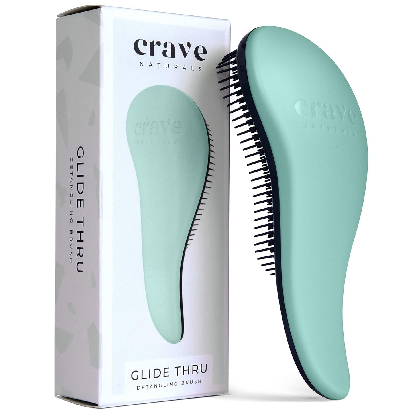 Crave Naturals Glide Thru Detangling Hairbrush That Glides Through Tangles for Wet, Dry and Damaged Hair - Gentle Detangler Styling Tool for Adults, Kids, Men and Women - 7.5 x 3 in, Turquoise
