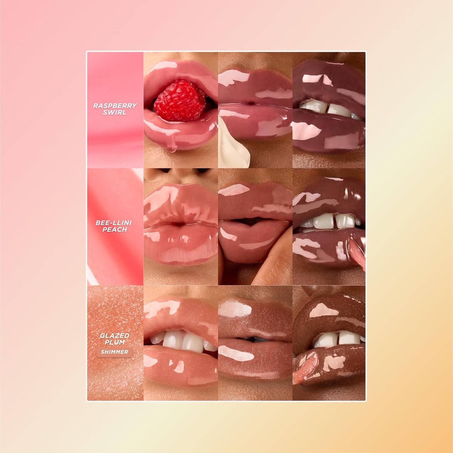 Gisou Honey Infused Hydrating Lip Oil, Nourishing Lip Moisturizer for Dry Lips, 0.27 fl oz (Bee-lini Peach)