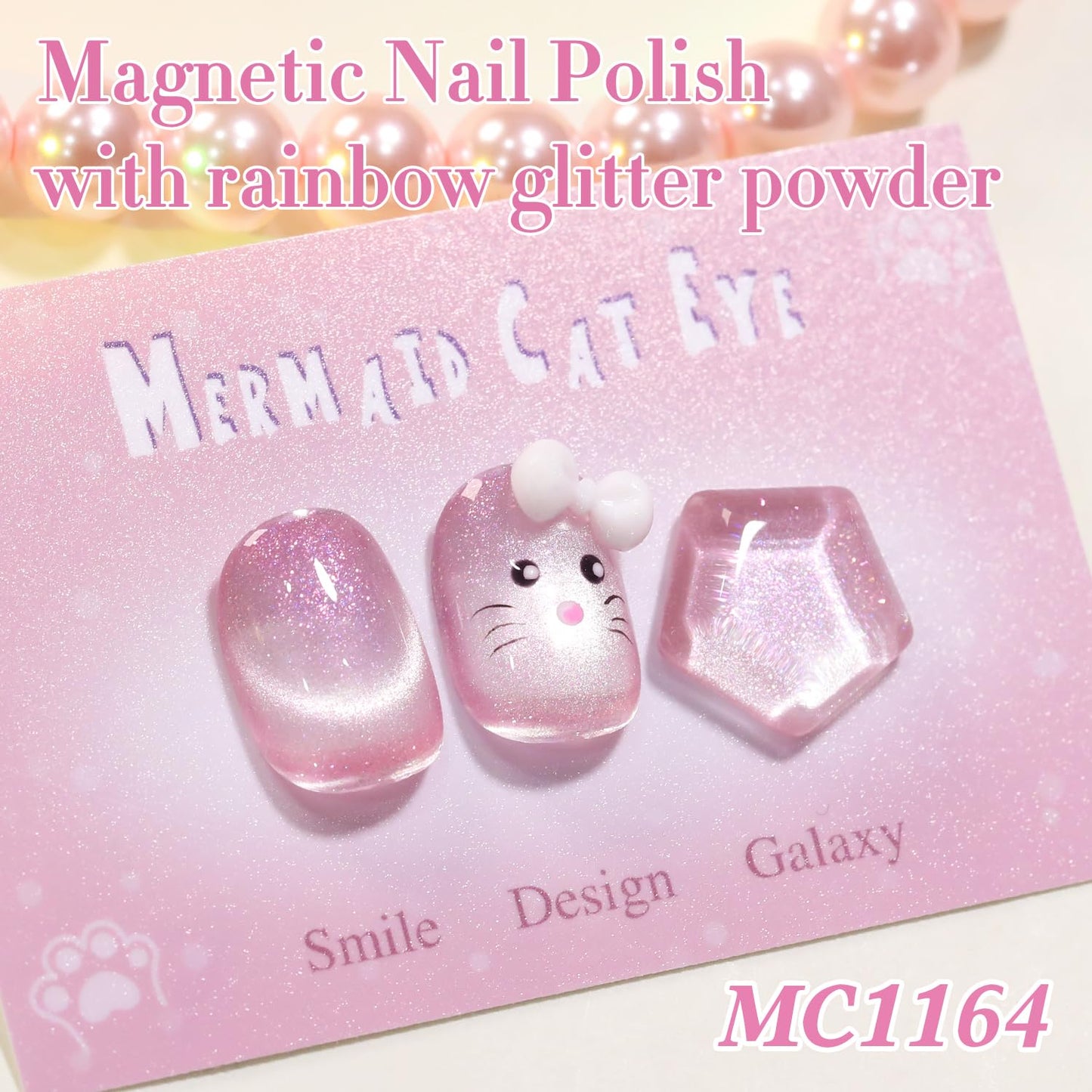 Double Rhythm 6 Colors Cat Eye Gel Polish Set Shimmer Glitter with Magnet Holographic Reflective Magnetic UV Nail Art Kit (6-Kit-48)