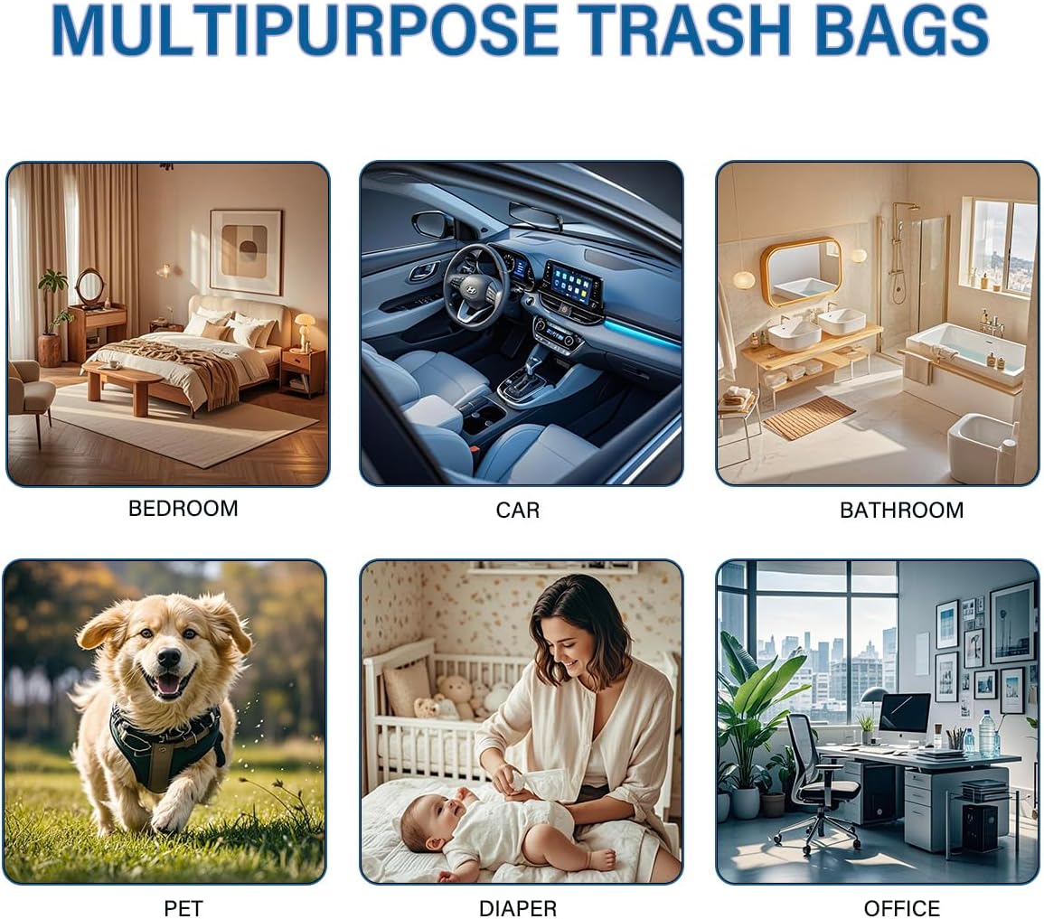 1.2 Gallon Flap-Tie Mini Trash Bags 125 Count Small, Leak Proof and Tear Resistant Garbage Bags for Bathroom, Kitchen, Office, Car, and Travel Durable Plastic Bin Liners, Clear