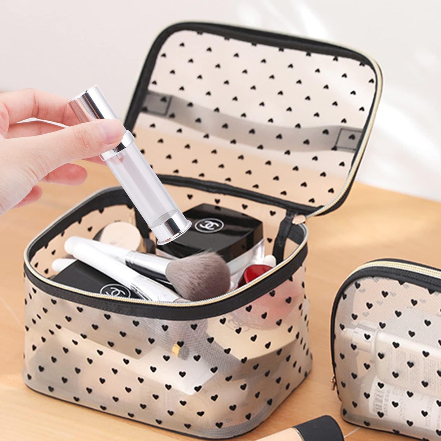 8 Pack 10ml/0.34oz Plastic Airless Pump Bottle Refillable Lotion Containers Empty Pump Press Vacuum Dispenser for Travel Cosmetic Liquid Foundation Essence Gel Emulsion Toiletries Sample