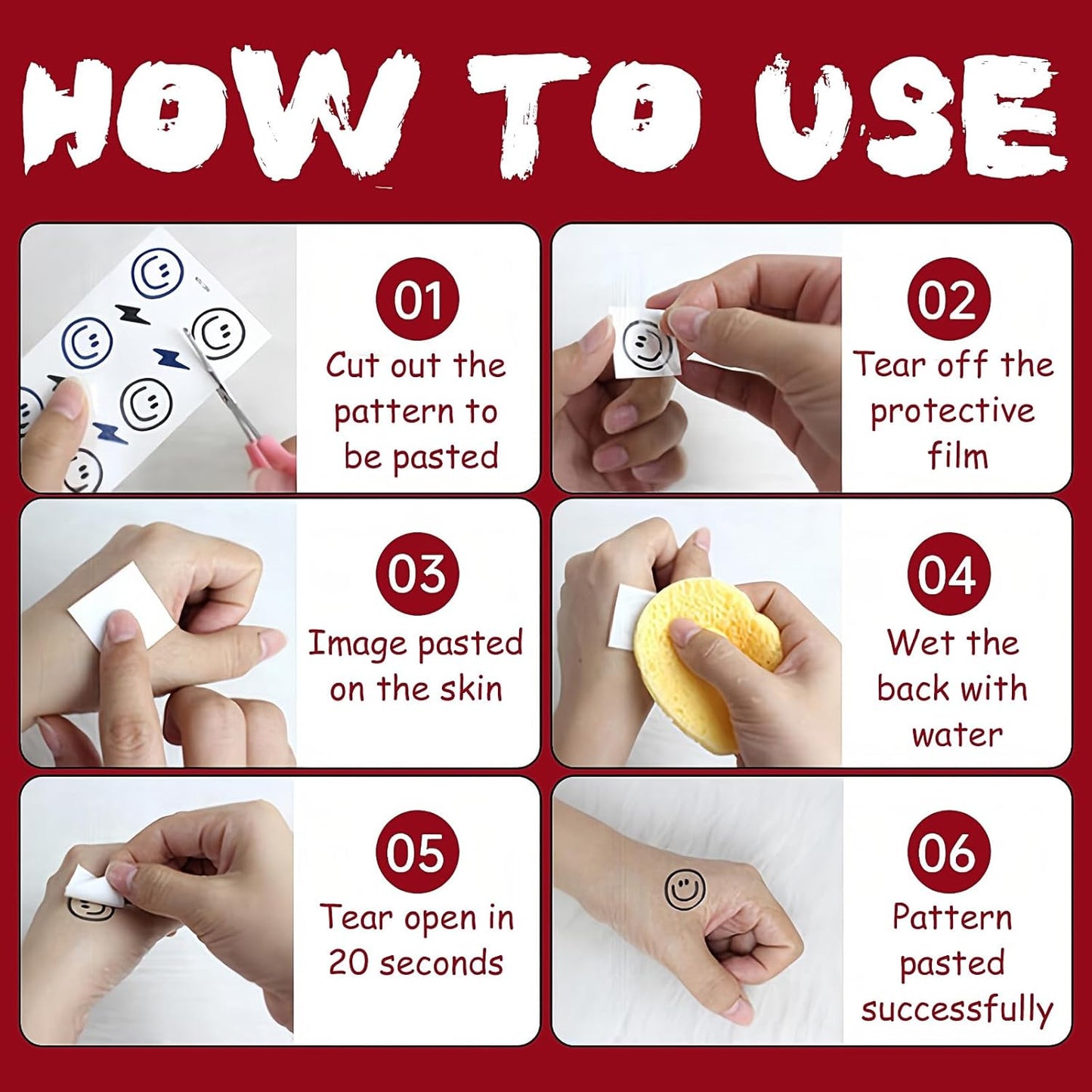 Halloween Wound Simulation Face Tattoo Stickers - Halloween Glitter Freckles Face Tattoo, Red Glitter Freckles Face Tattoo for Women Men 6p