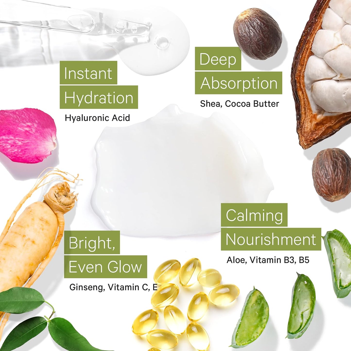 Tree to Tub Hydrating Face Moisturizer for Dry & Sensitive Skin - Water Based Hyaluronic Acid Facial Moisturizer, Vitamin C & E Face Cream for Women & Men w/Organic Aloe, Green Tea, Natural Ginseng