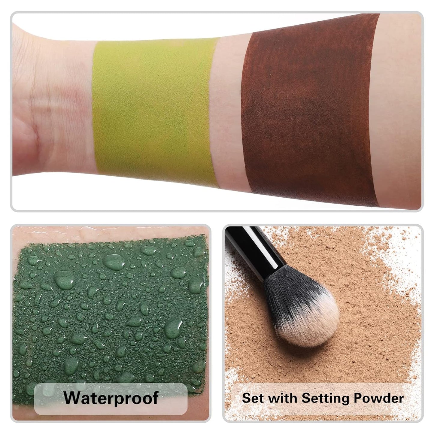 BOBISUKA Ogre Green Face Body Paint Stick, Light Green Eye Black Painting Sticks for Sports, Facepaints Makeup for Halloween Goblin Zombie Witch Camo Hulk Cosplay Special Effects Costume SFX