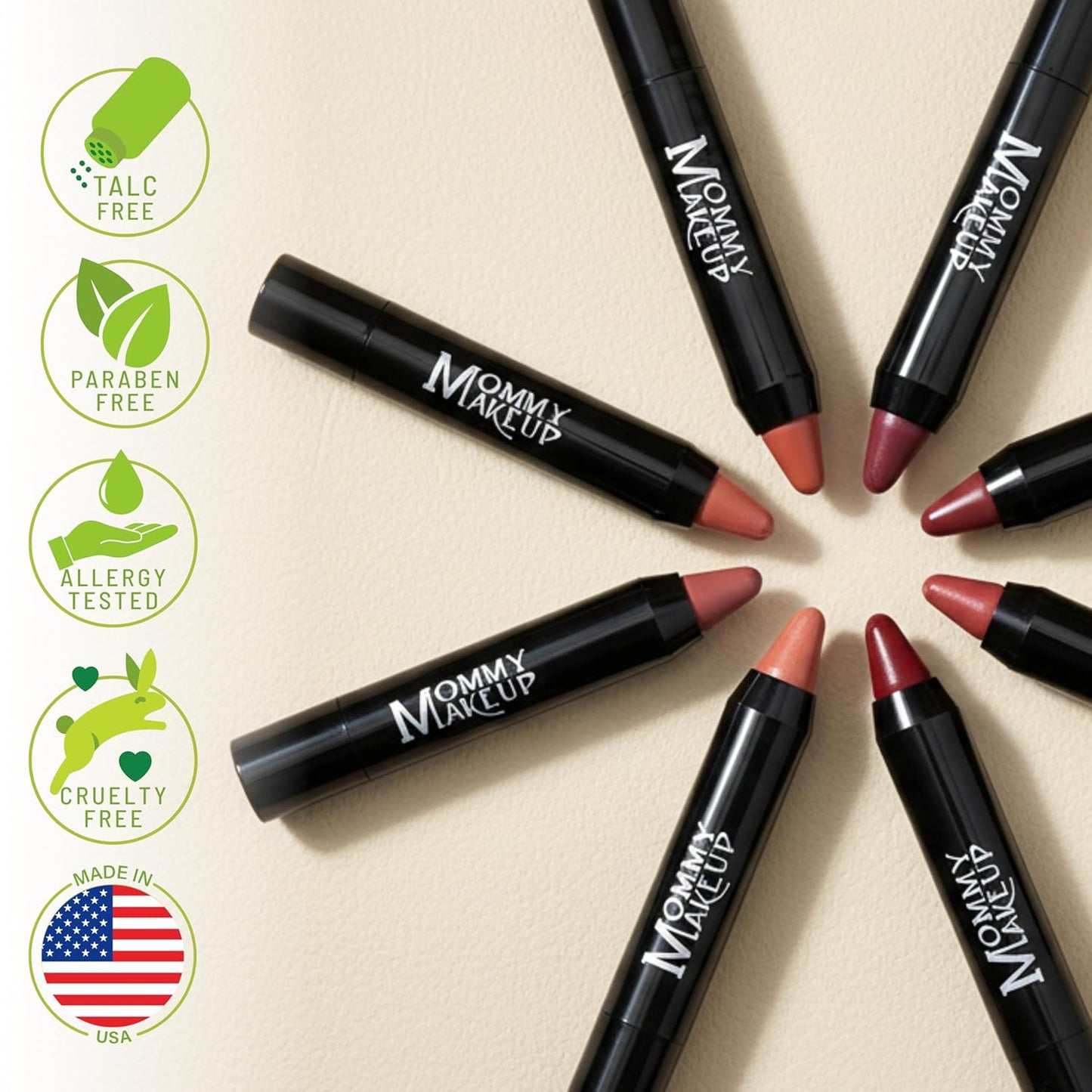 Mommy Makeup Triple Sticks Lipstick, Cream Blush & Teatment All-In-One with Shea & Cocoa Butter - Soft & Creamy Moisturizing Lip Crayon For Lips & Cheeks (Tess)