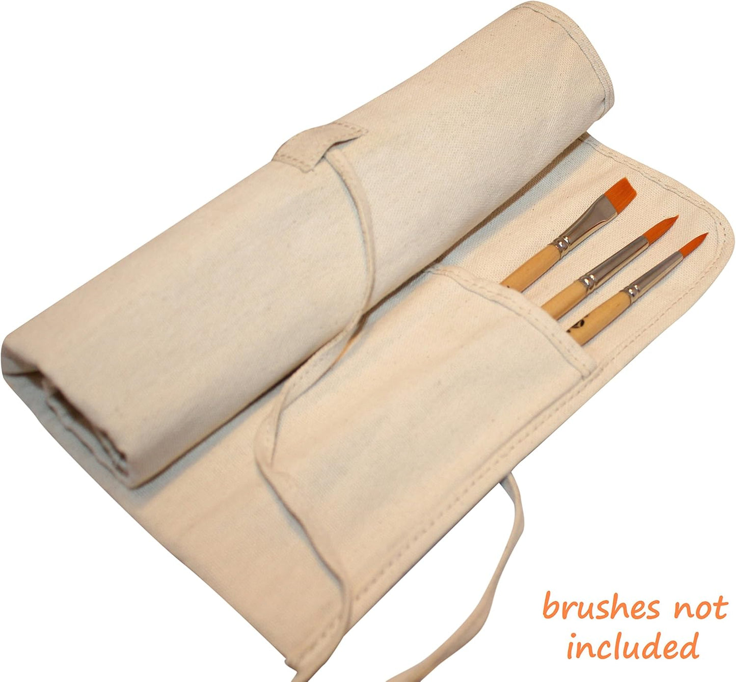 AIT Art Paint Brush Holder, Handmade From Natural Cotton Canvas, Roll Up Design Protects Your Favorite Small Brushes and Tools and Saves Space During Storage or Travel