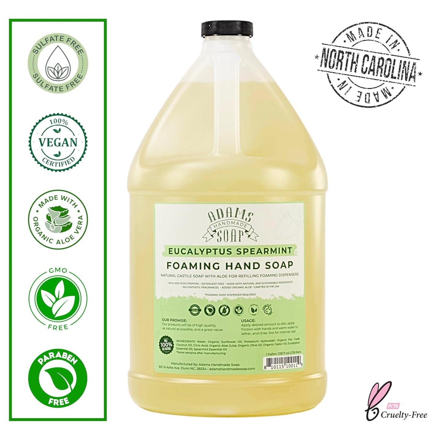 Adams Handmade Soap Liquid Foaming Soap 1 Gal - Eucalyptus Spearmint