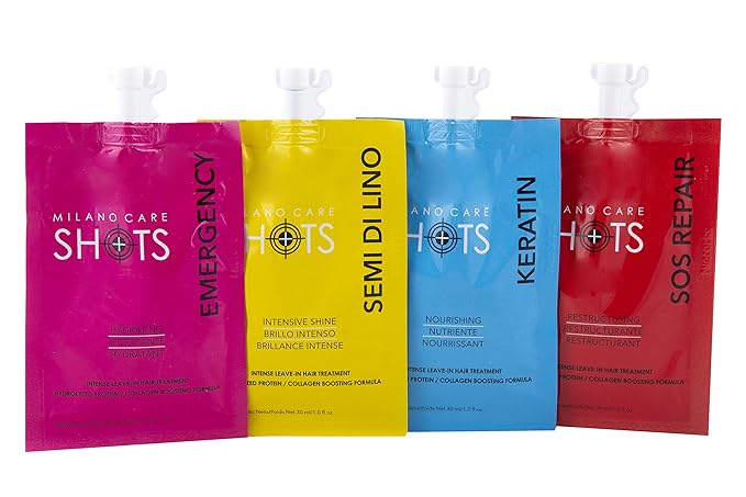 Shots – Emergency Keratin Mask – Nourishing Collagen Hair Treatment with Biotin – Hydrating Deep Conditioner for Dry or Damaged Hair – Leave-In Protein Mask, 2x1-1 fl oz Packet