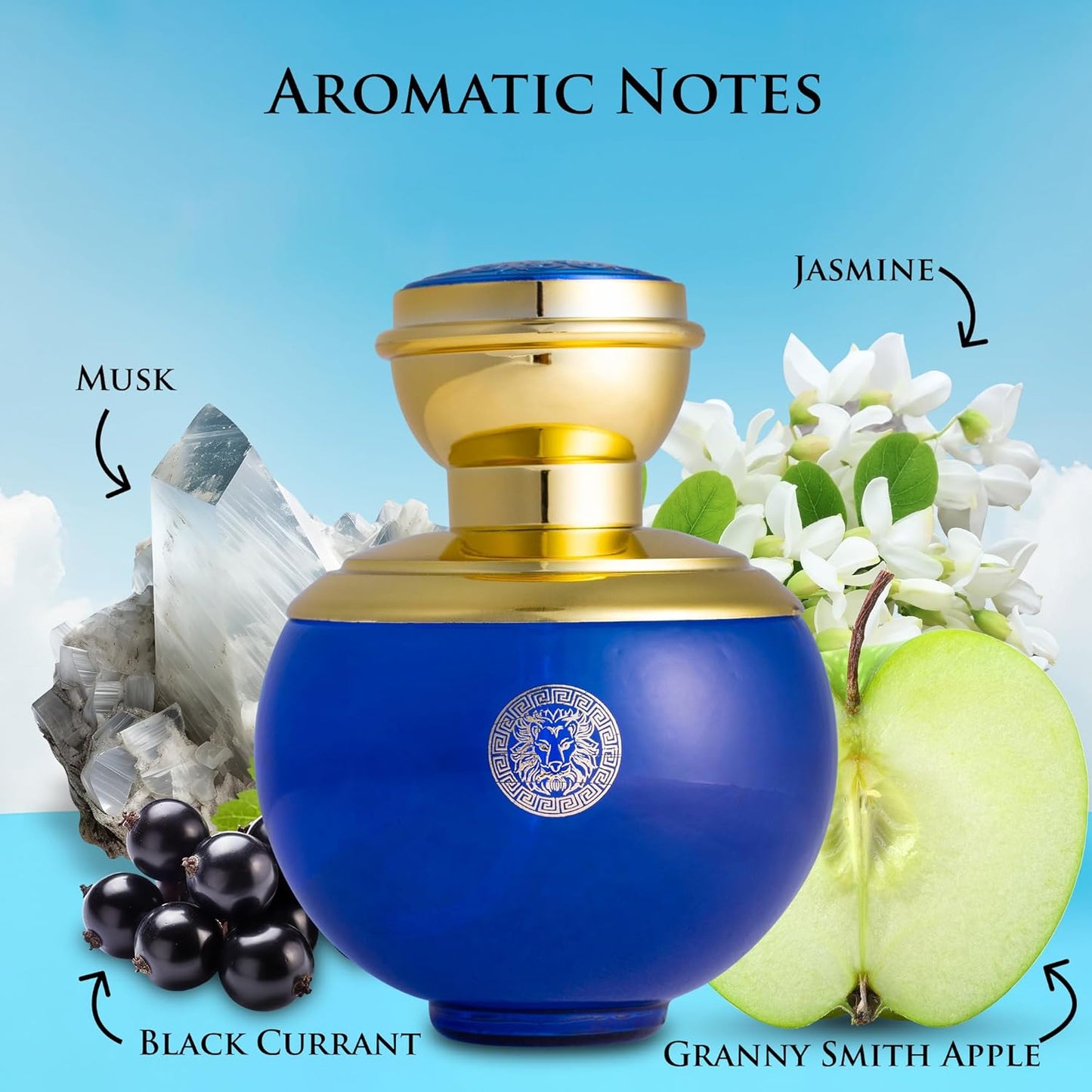 Verse Deep Blue for Women EDP 3.4 fl Oz- Floral, Fruity & Woody Accords - Top Notes of Apple, Black Currant & Clover Base Scent of Styrax, White Smooth Wood, Patchouli & Musk - Elegant 100ml Bottle