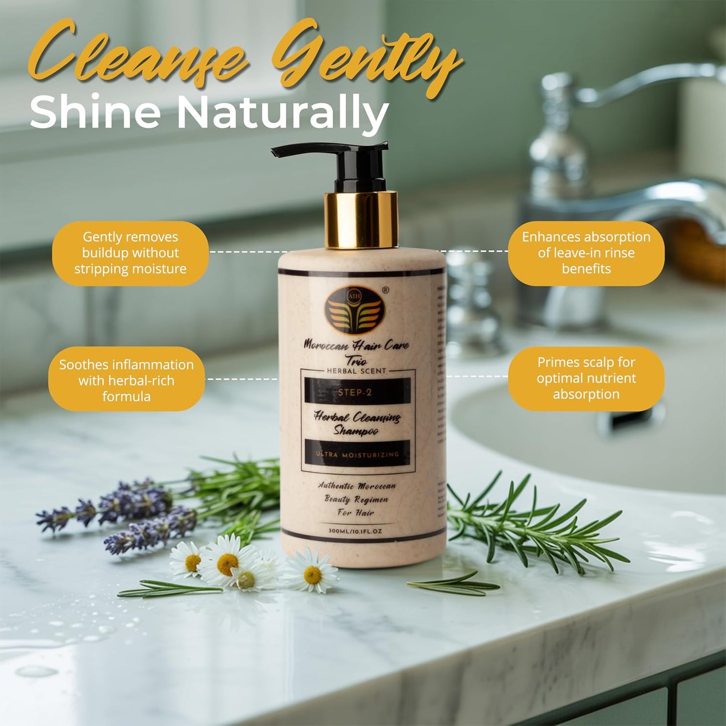 Moroccan Oil Hair Care Trio – Premium 3-Step Argan Oil Hair Treatment Kit for Scalp & Follicle Health – Herbal Shampoo, Leave-In Rinse & 30+ Botanicals – Sulfate-Free, Dermatologist Approved