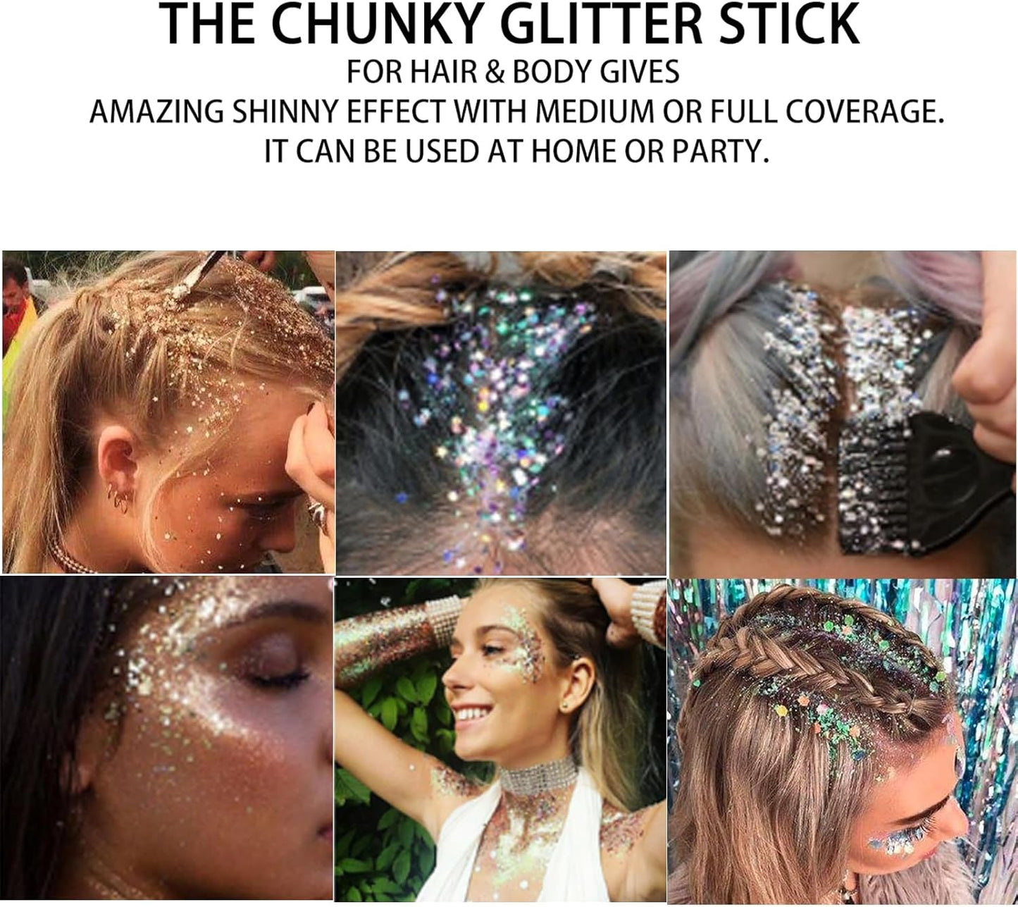 MEICOLY Mermaid Body Glitter Stick,Waterproof Halloween Face Glitter Gel,Chunky Glitter for Face/Body/Hair/Eyes,Glitter Face Paint,Sparkling Glitter Makeup,Body Glitter for Women and Kids