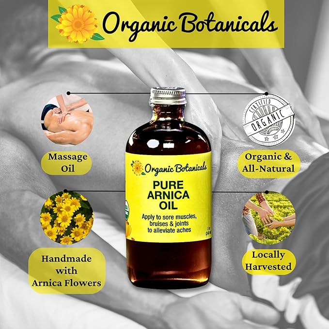 Arnica Oil - Pure Organic Muscle Discomfort Bottle - Organic Arnica Oil for Bruising and Swelling, Arnica Montana Oil for Muscle and Joint Discomfort, Arnica Massage Oil (32 oz)