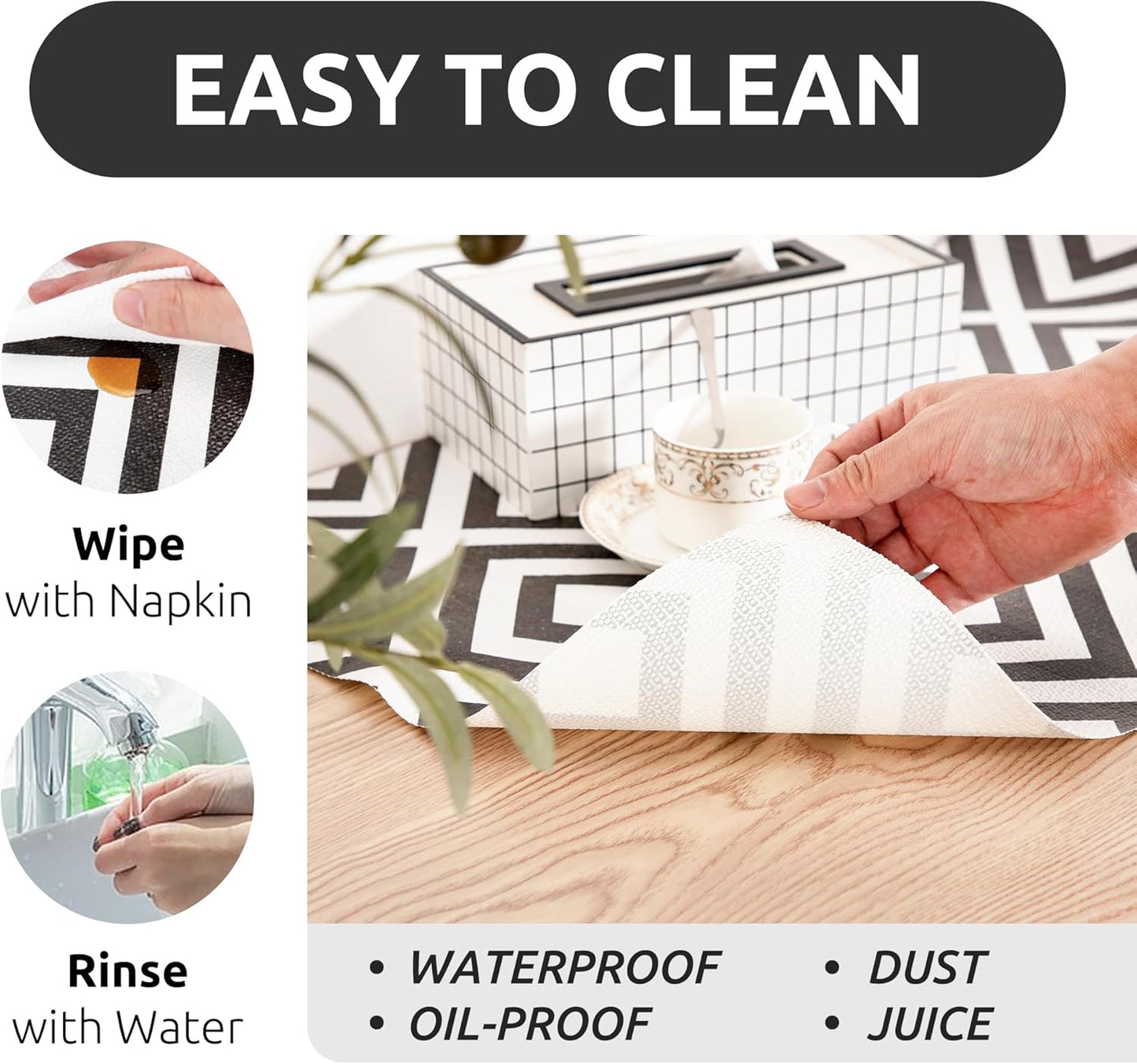 RAY STAR 12X120 Inch Shelf Liner for Kitchen Cabinets, Non-Adhesive Cabinet Liner Washable, PVC Drawer Liner for Dresser Non-Slip Bathroom (Modern Black)(5 Roll)