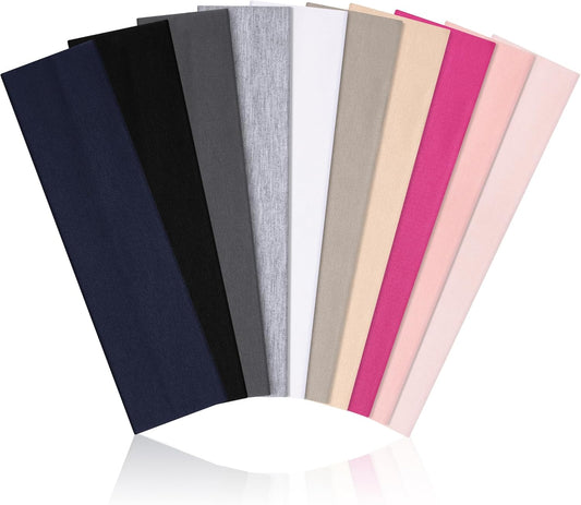 10 PCS Headbands for Women - Fashion Non Slip Cotton Headbands for Women and Men Perfect for Sports and Outdoor Activities in Summer,Including Running, Yoga, Cycling, Gym Workouts