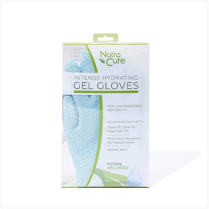 NatraCure Moisturizing Gel Gloves - (for Dry, Cracked Skin, Aging Hands, Cuticles, Eczema, After Hand Washing, Instead of Overnight Sleeping Gloves, Lotion, Cream) - Color: Aqua