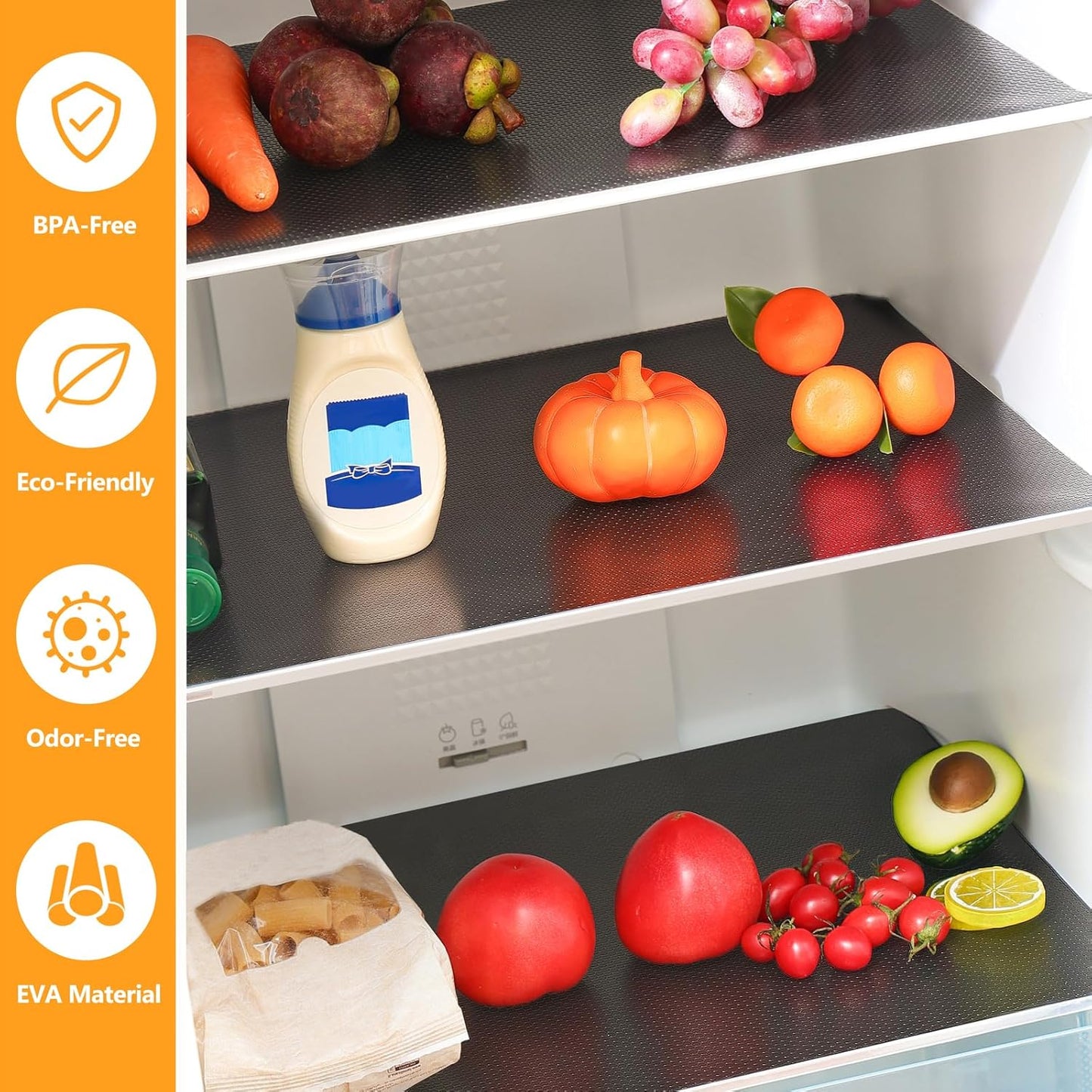 Shelf Liners 24 inch x 20 ft Shelf Liners for Kitchen cabinets nonstick Lining Drawer Mats EVA Protector for Cupboard (Translucent Black,24 inch x 20 ft)