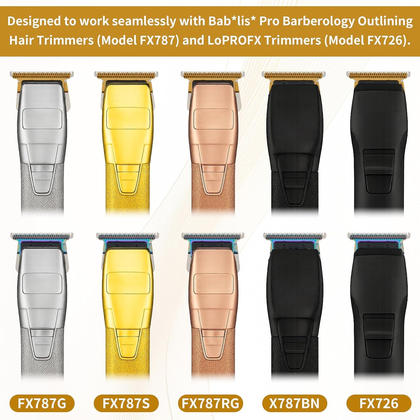 Trimmer Blade Replacement FX707Z - Ultra Precise Stainless Steel Long-lasting Trimmer Blades with Seamless Design, Self-Cleaning Grooves, and Storage Case, Compatible with FX707/FX787/FX726 Trimmers