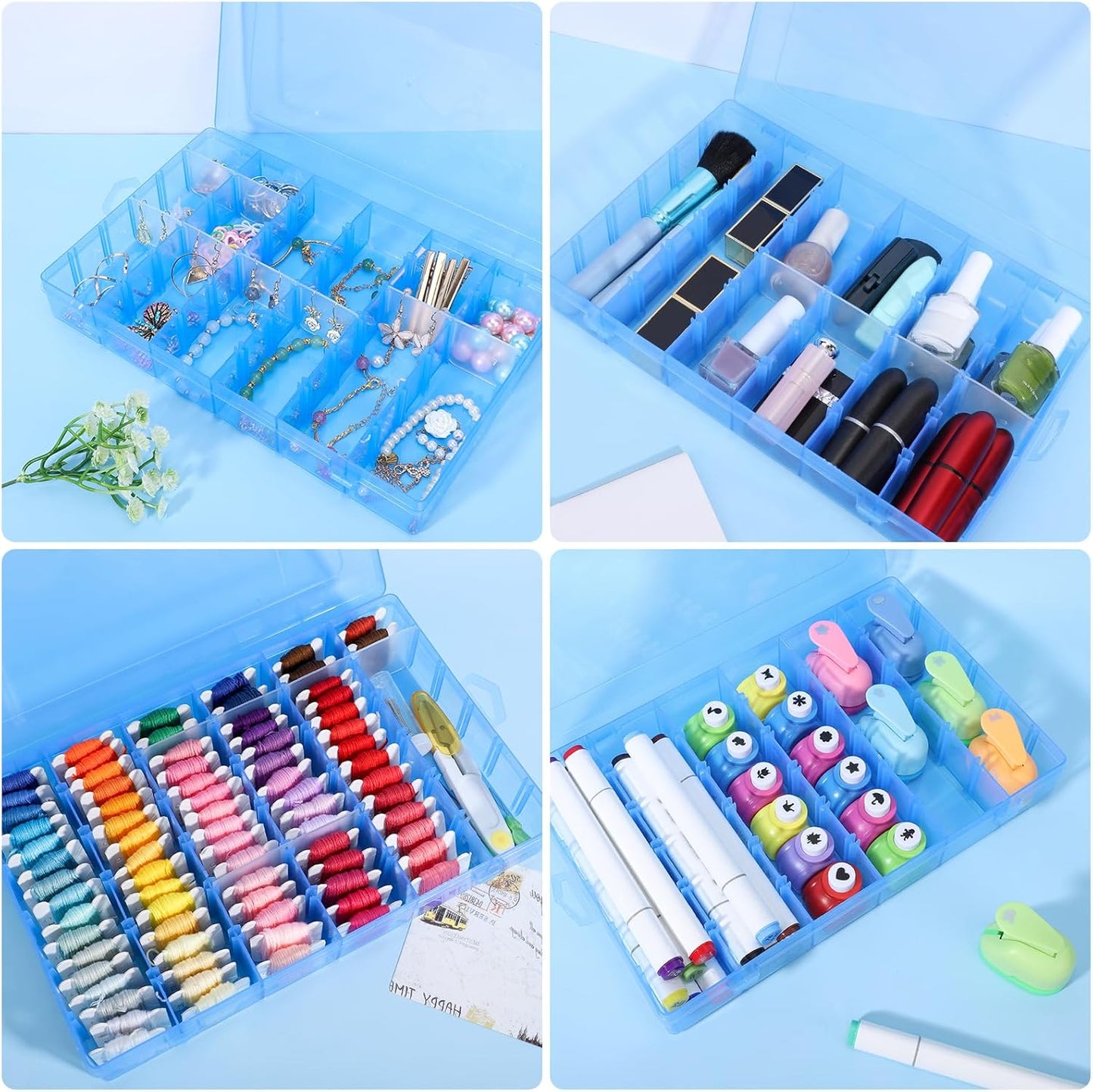 Nail Organizer Storage Box 36 Grids, 2 Pack Rhinestone Container, Acrylic Press Fake Nail Tip Craft Art Accessories Plastic Empty Case, Display Holder for Jewelry Diamond Charms Gem Bead Polish
