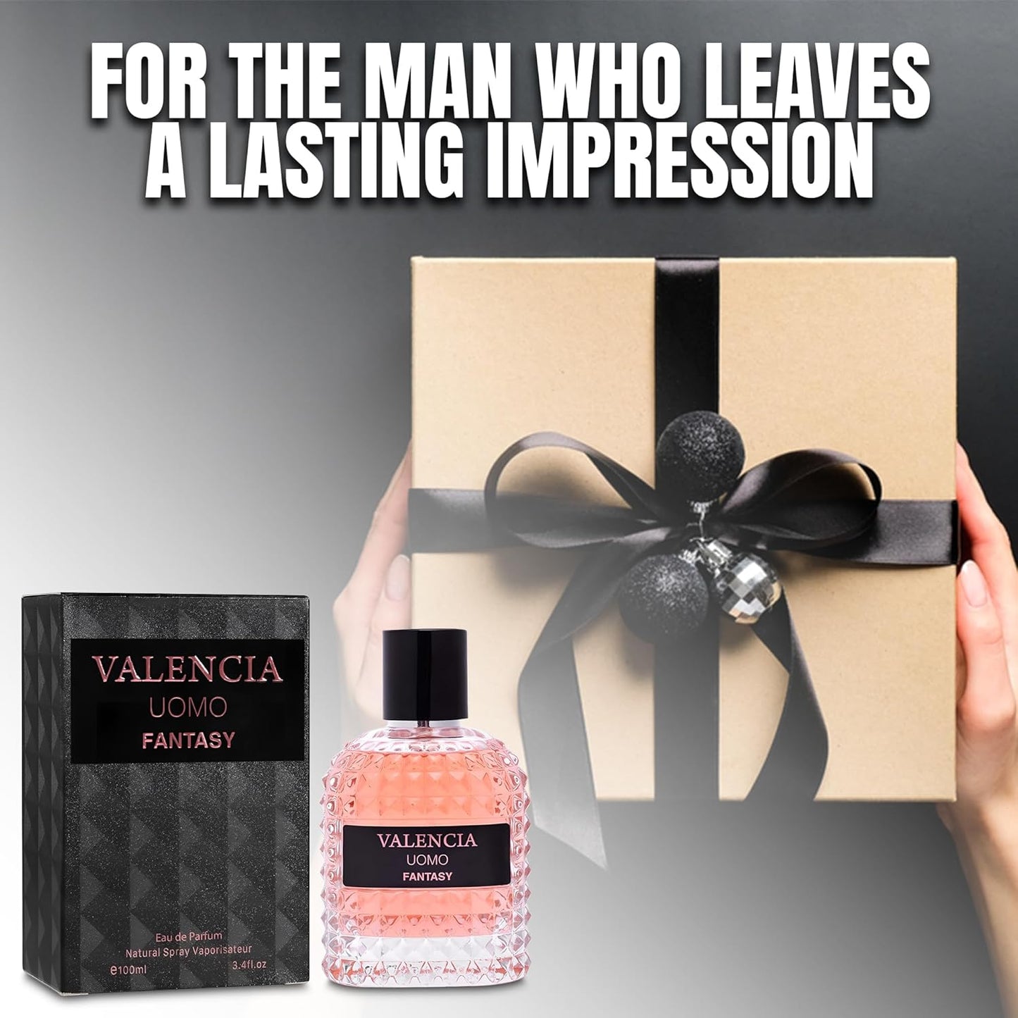 Valencia UOMO Fantasy Sensual Woody Fragrance for Men | Long Lasting Cologne Aromatic Scent, Eau de Parfum Natural Spray - Great Holiday Gift, 3.4 Fl Oz/100 Ml
