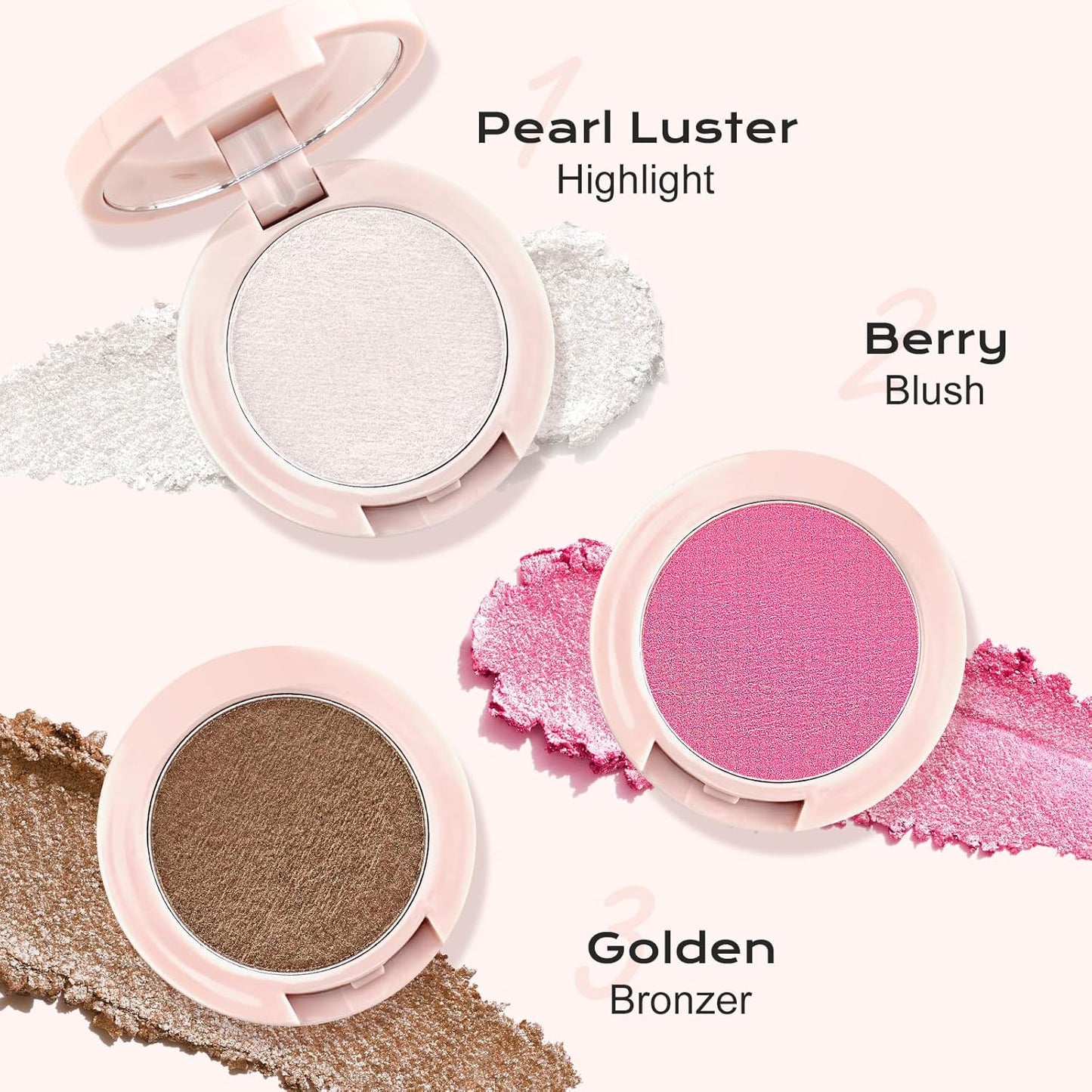 Color Nymph Ultra-Creamy Highlighter Blush Bronzer Stackable Makeup Palette | 3-IN-1 Multiuse Long-Lasting & Shimmer Power, Travel-Friendly Makeup Kits | Vegan & Cruelty-Free - Starlit Glow