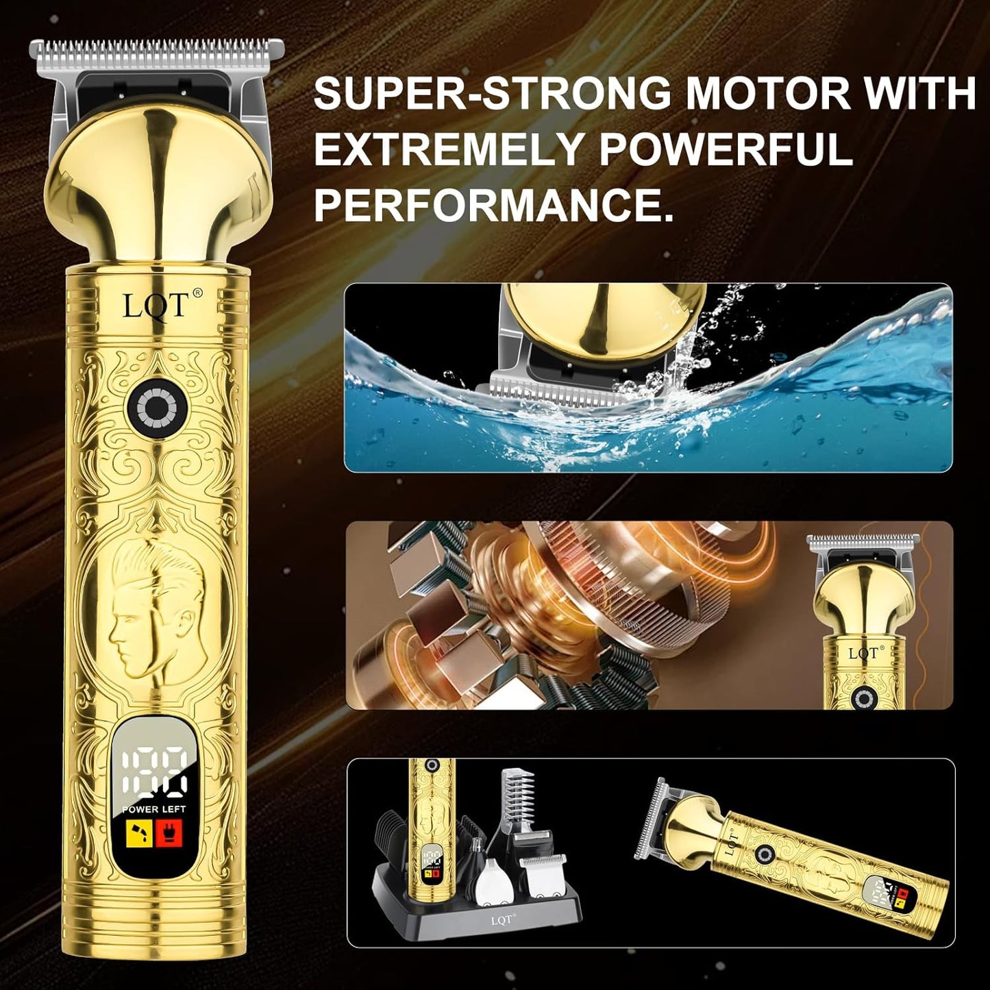 Beard Trimmer for Men, Portable 6 in 1 Hair Clippers,Waterproof Cordless Hair Clipper,Mens Grooming Kit for Mustache Facial Hair, Rechargeable Beard Trimmer Kit, Gifts for Men(Gold)