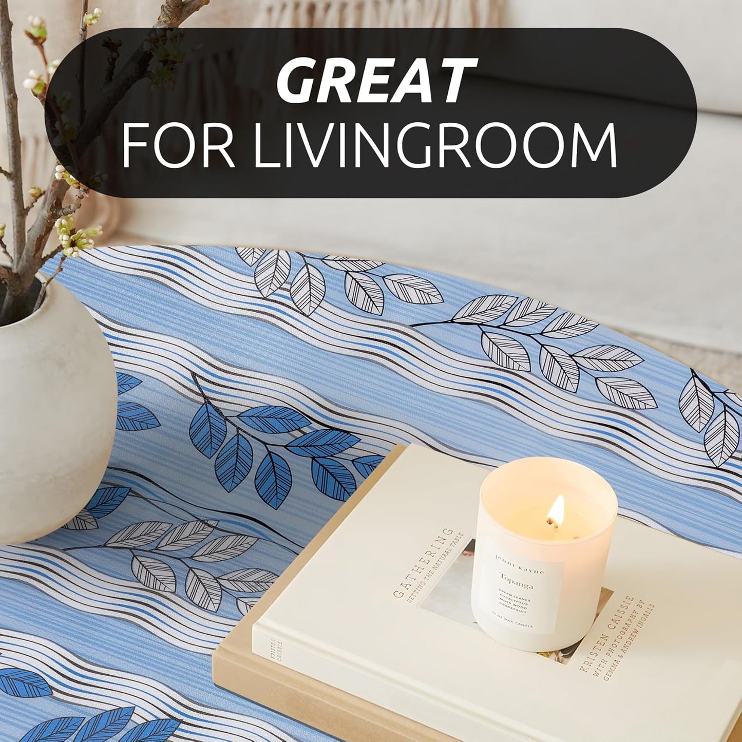 RAY STAR 18X96 Inch Shelf Liner for Kitchen Cabinets, Non-Adhesive Cabinet Liner Washable, PVC Drawer Liner for Dresser Non-Slip Bathroom (Blue Leaf)(1 Roll)