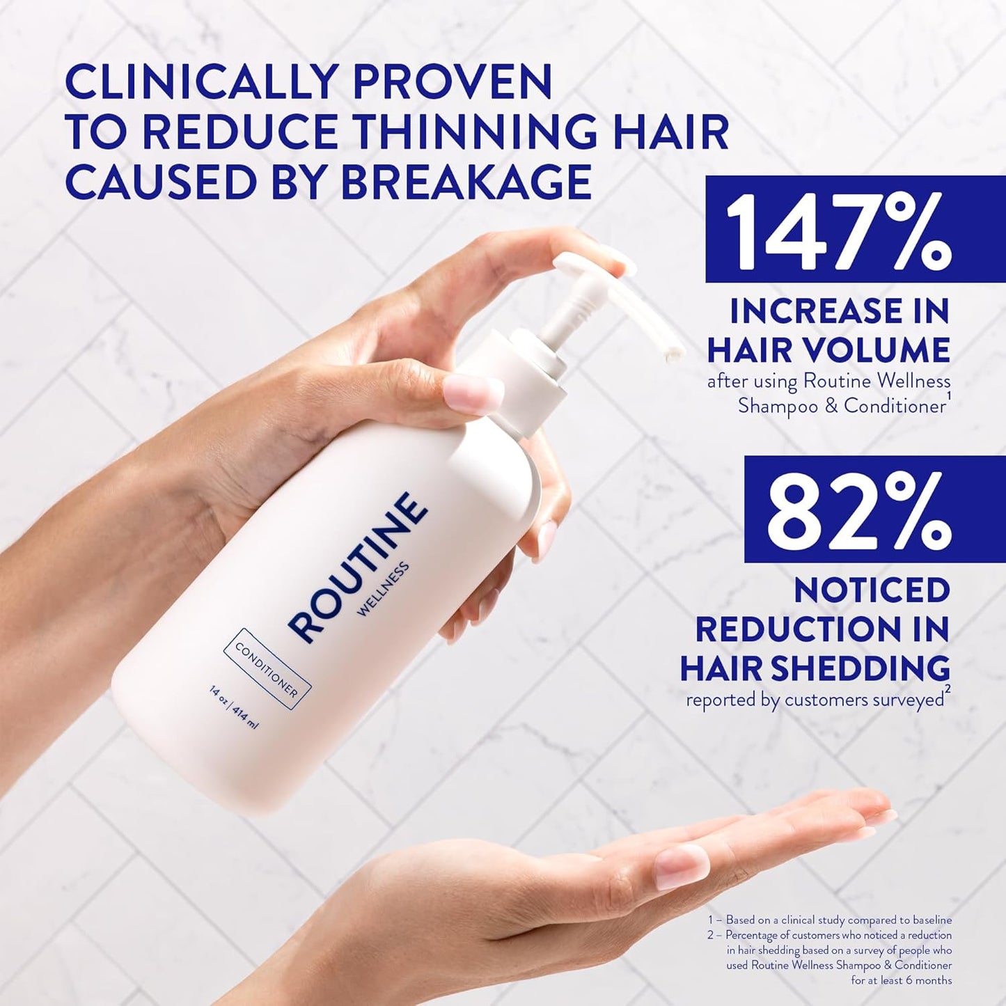 Routine Wellness Anti-Thinning Deep Conditioner for Thinning Hair - Biotin DHT Blocker Women & Men - Color Safe Conditioner for Hair Loss & Healthy Growth (Sage & Bergamot)