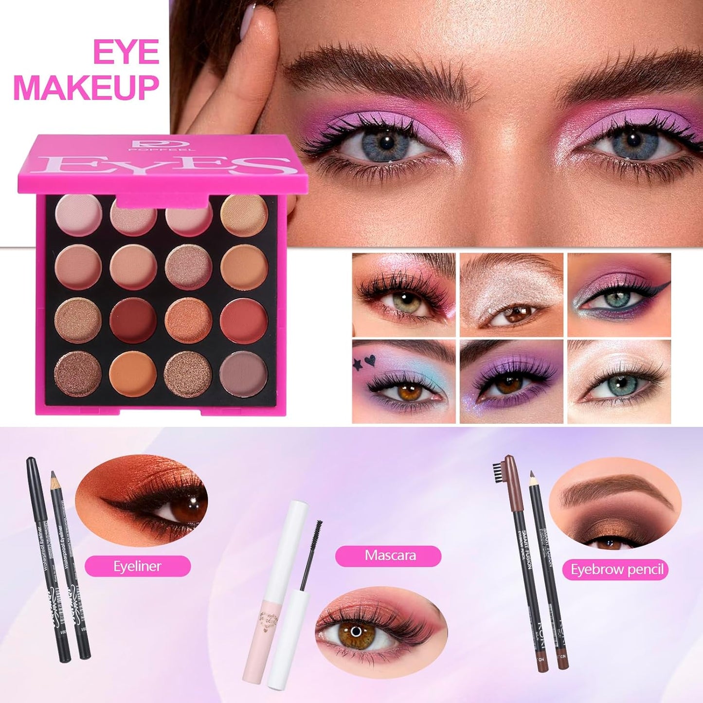 Makeup Kit Set For Teens, Make Up Gift For Women,Includes Eyeshadow Palette, Lip Gloss, Mascara, Eyeliner, Foundation, Concealer, Brushes Set (kit0161)