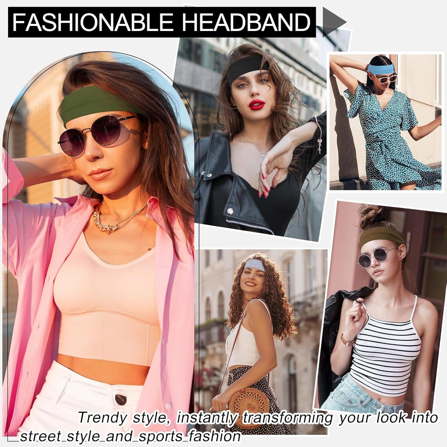10 PCS Headbands for Women - Fashion Non Slip Cotton Headbands for Women and Men Perfect for Sports and Outdoor Activities in Summer,Including Running, Yoga, Cycling, Gym Workouts