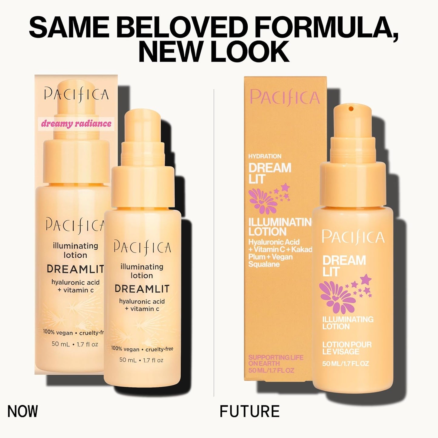 Pacifica Dreamlit Illuminating Facial Lotion – Vitamin C & Niacinamide Brightening Moisturizer for Radiant Glow - Natural Dewy Finish Hydrates & Minimizes Pores - Lightweight Daily Face Cream, Vegan