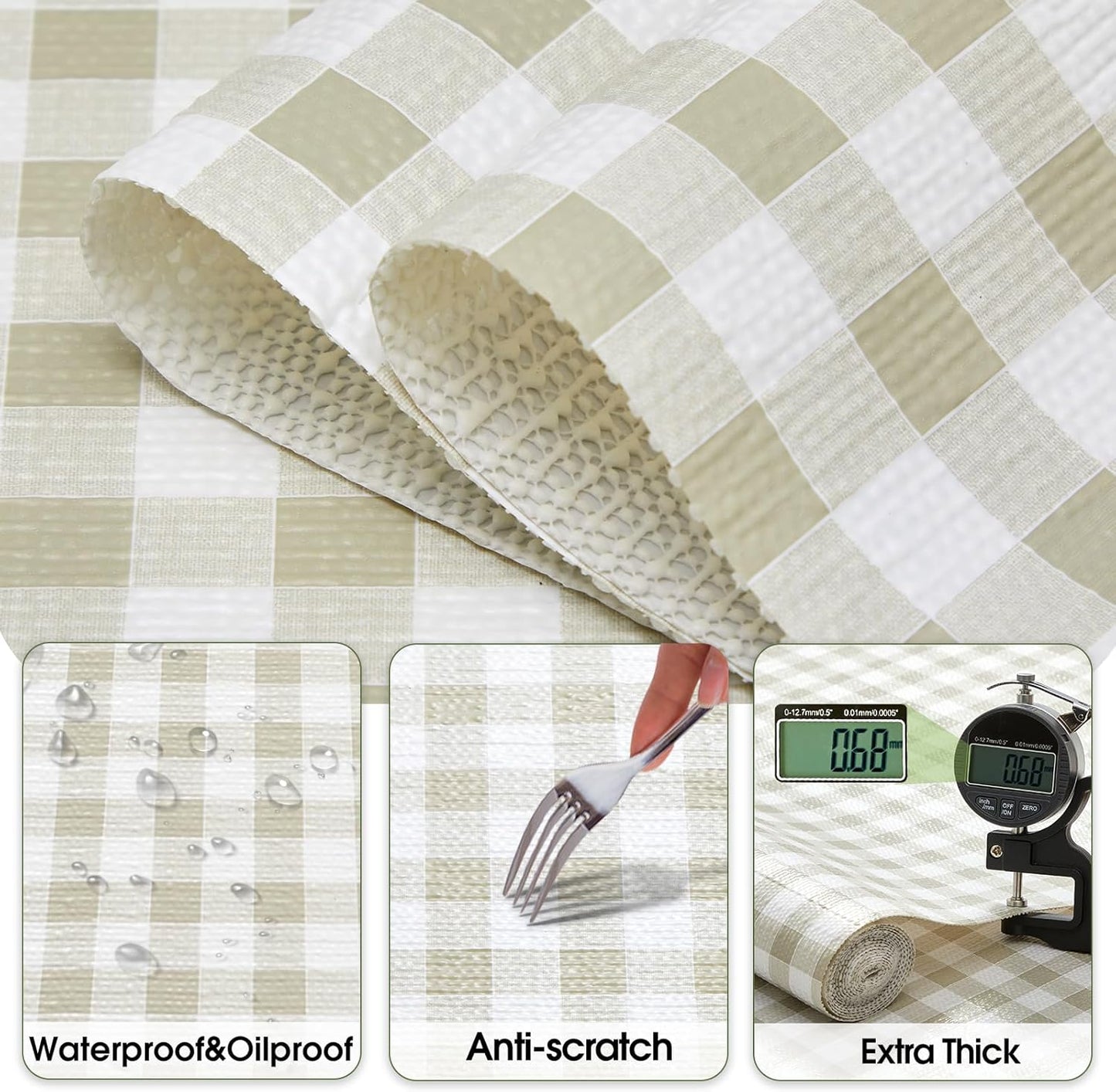 Beautysaid Shelf and Drawer Liner for Kitchen Cabinet, Non Adhesive Non Slip Shelf Paper Waterproof Washable Thickened for Dresser Pantry Shelve Bathroom Protector Liner(Checkered,18 in x 20 FT)