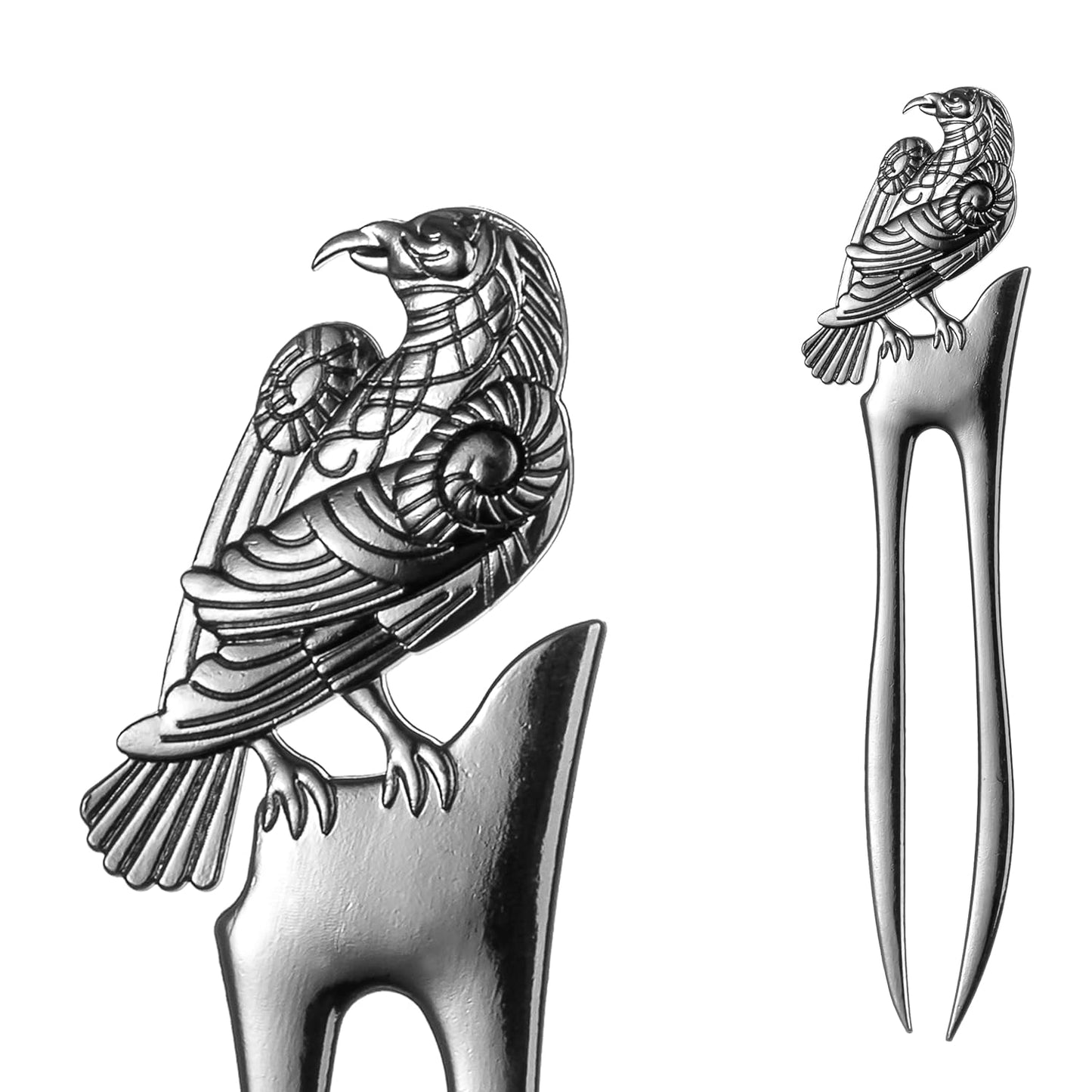 2pcs Metal Gray Raven Forks Styling Pins Black Wicca Witch Hair Stick Slide Renaissance Festival Hair Acceossories for Women 07