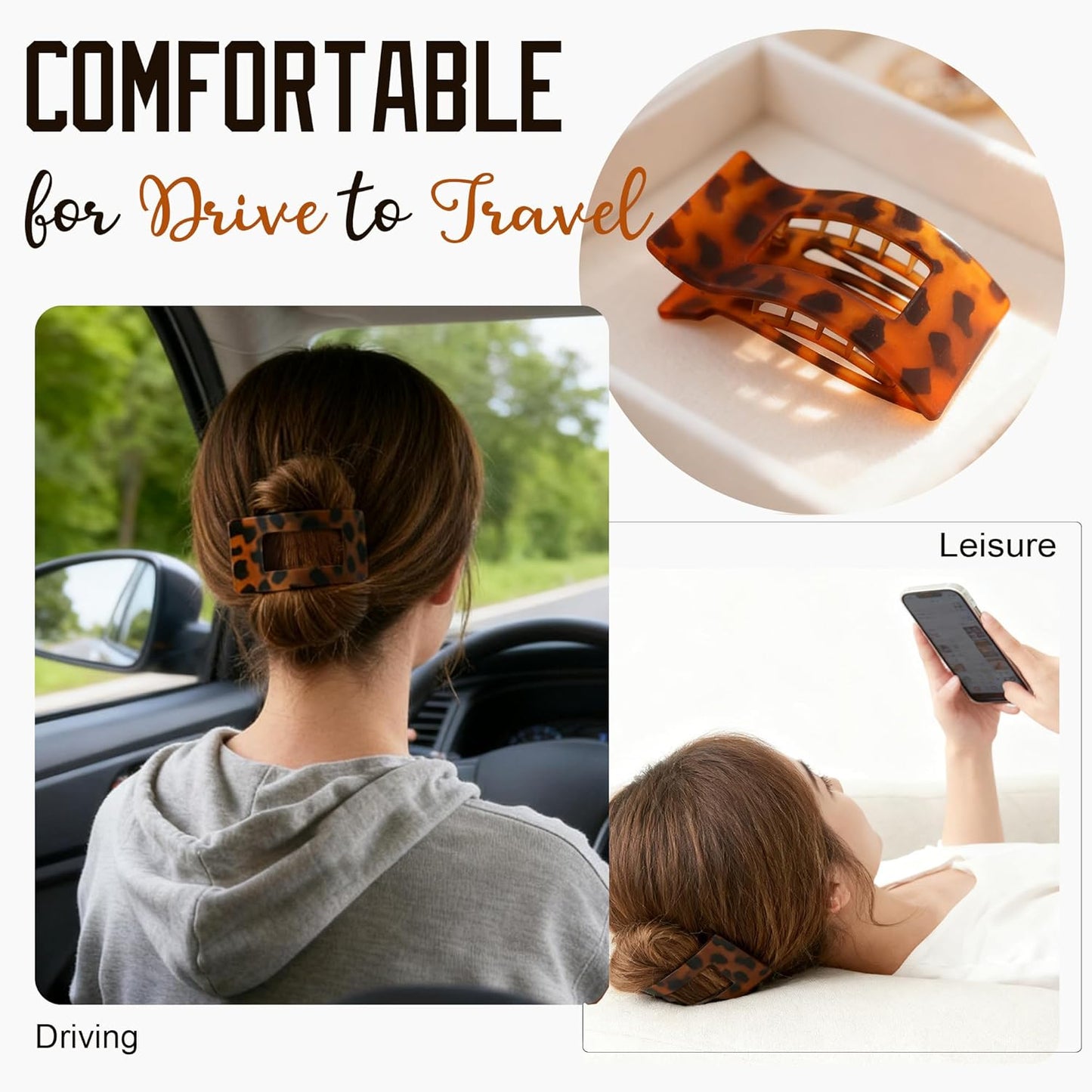 Large Matte Flat Hair Claw Clips for Women, 6 Pcs Non-slip Jaw Clamps, Stylish Matte Hair Accessories for Medium & Thin Hair, Strong Hold Claw Clips for Daily Wear, Shower, Travel