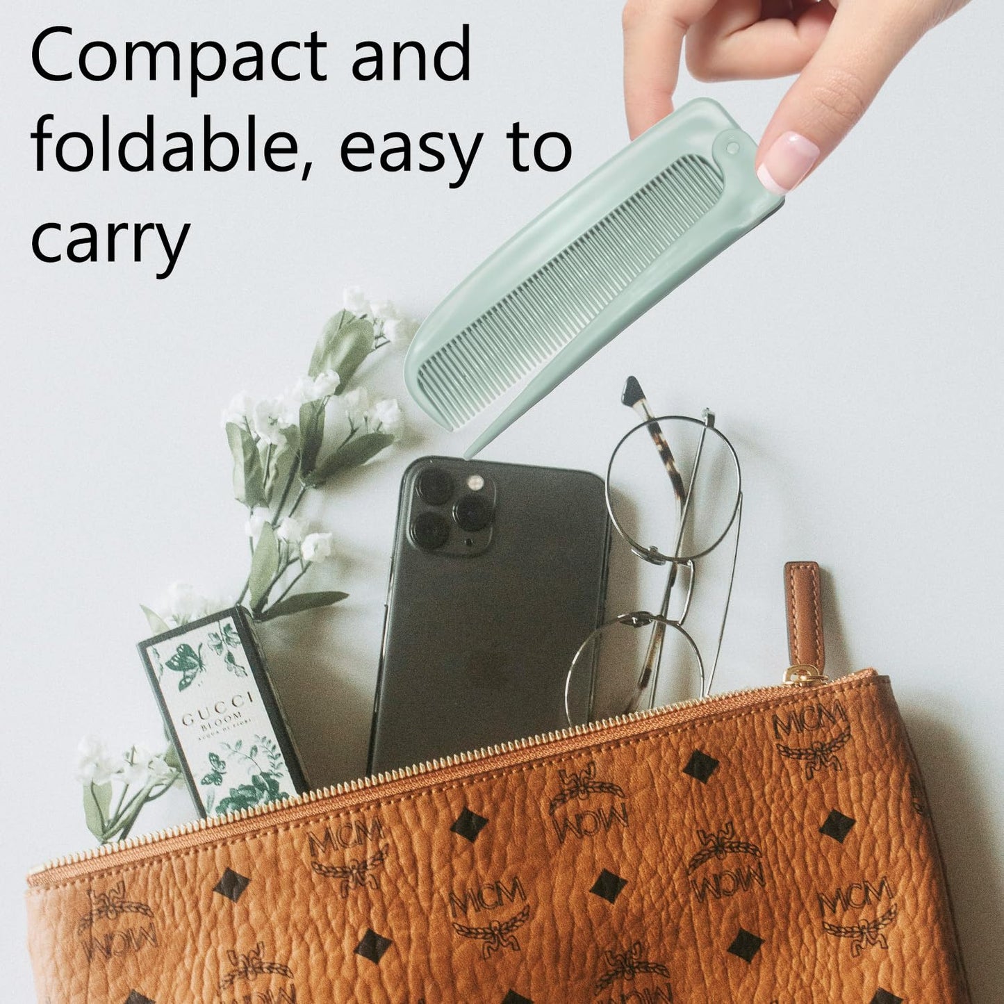 2 Pack Hair Parting Combs, Hair Styling Beauty Tools, Rat Tail Combs, Foldable Comb for Travel, Stylist (Blue,Green)