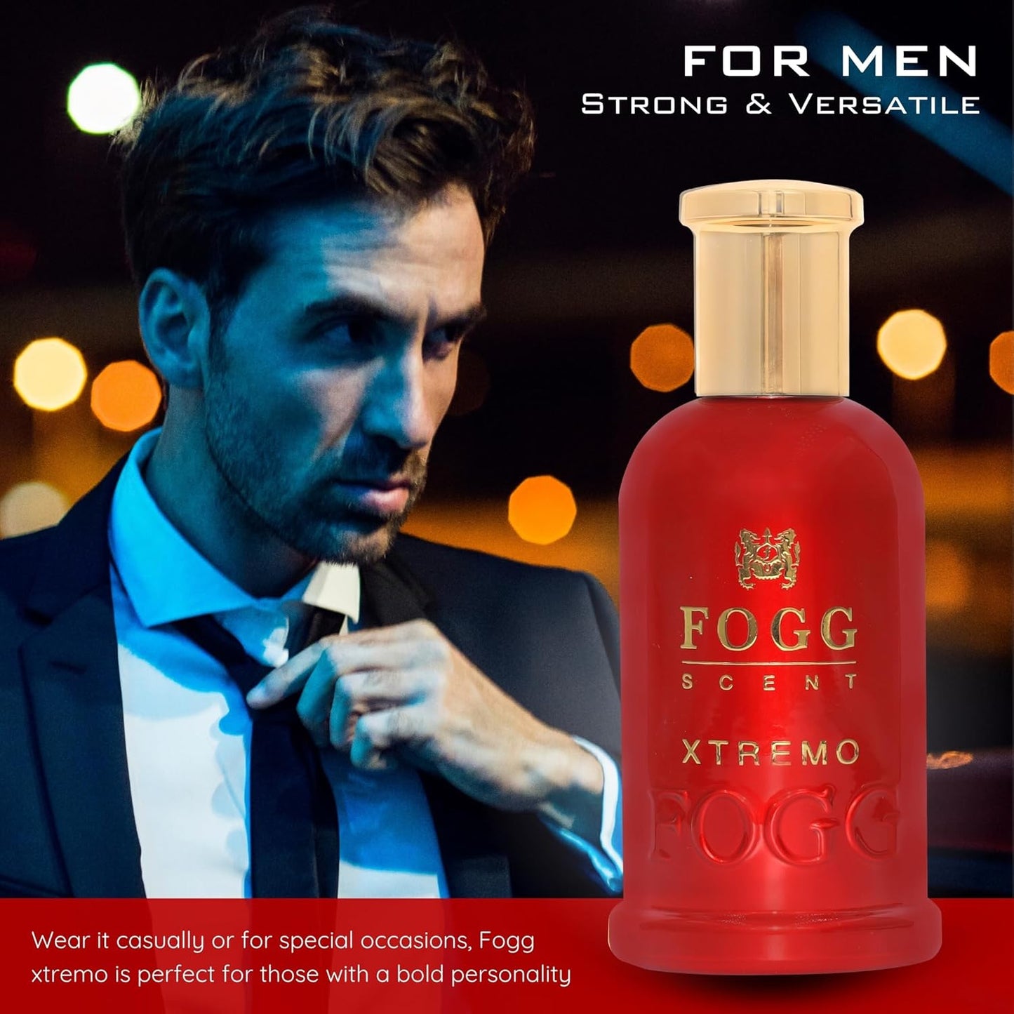 FOGG Xtremo Eau de Parfum for Men | Long-Lasting Bold Fragrance with Ginger, Bitter Orange & Musk Notes | Fresh, Intense Scent – 3.38 oz (100 ml) | Perfect for Daily Wear, Office & Party Use