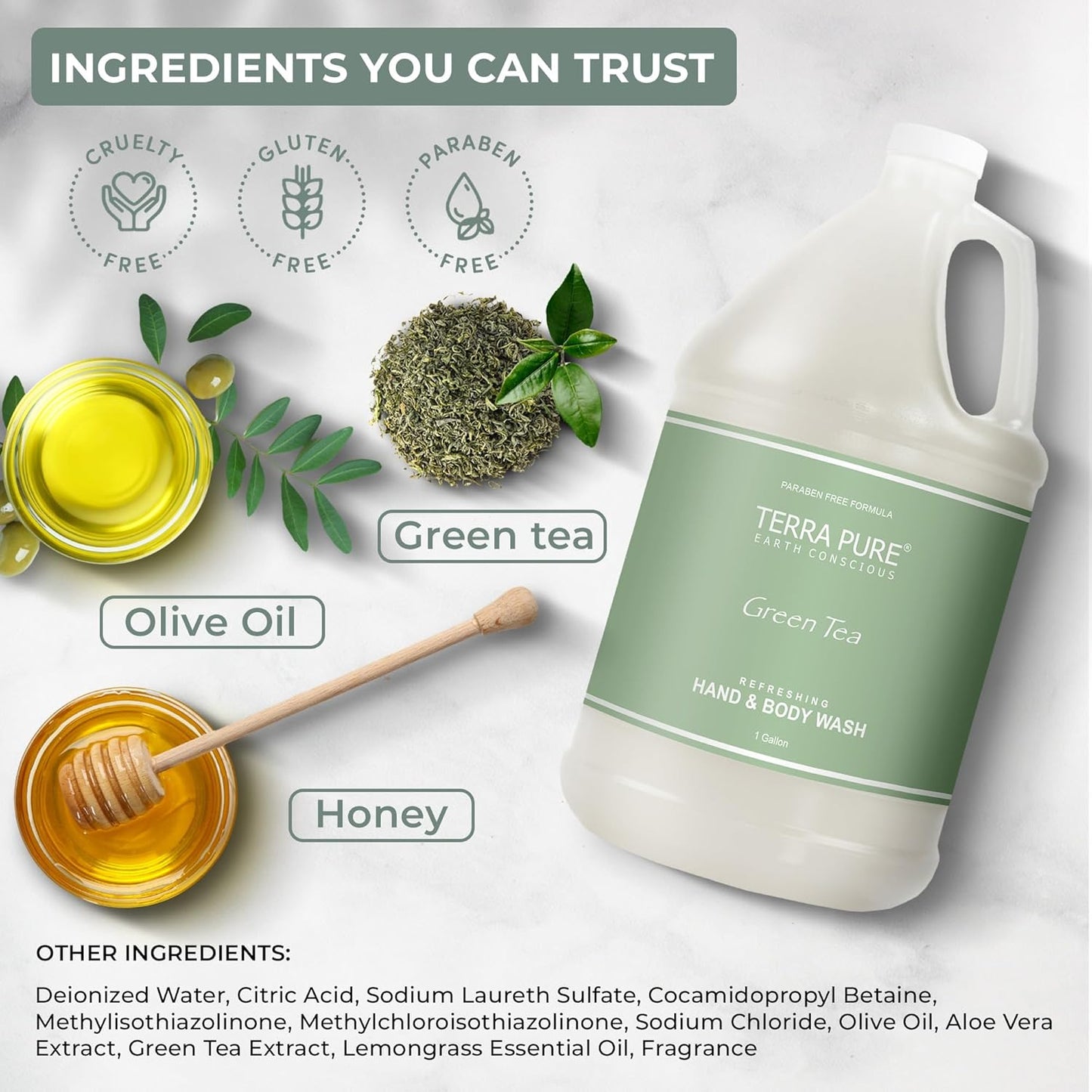 Terra Pure Hotel Body Wash/Hand Soap | One Gallon | Designed to Refill Soap Dispensers (Set of 1)