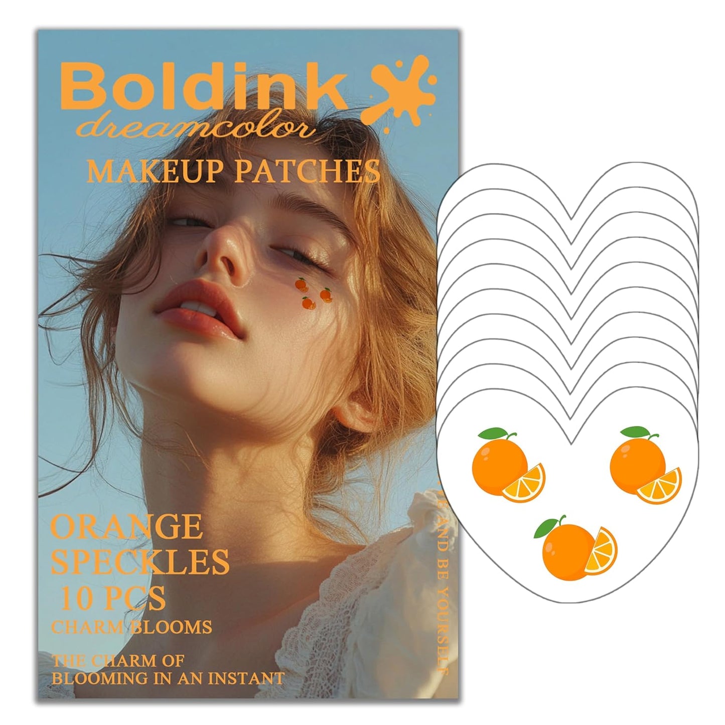 10pcs Orange Waterproof Speckle Makeup Patches, Temporary Facial Tattoos for Adults
