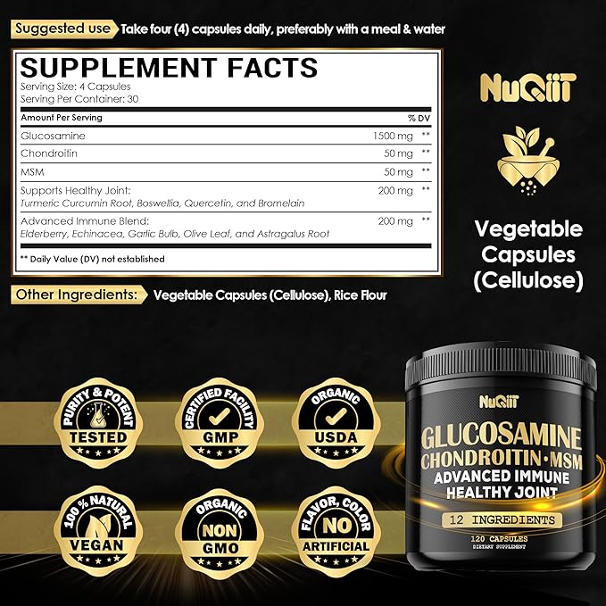 Glucosamine Chondroitin MSM with Immune & 2000mg - 120 Capsules